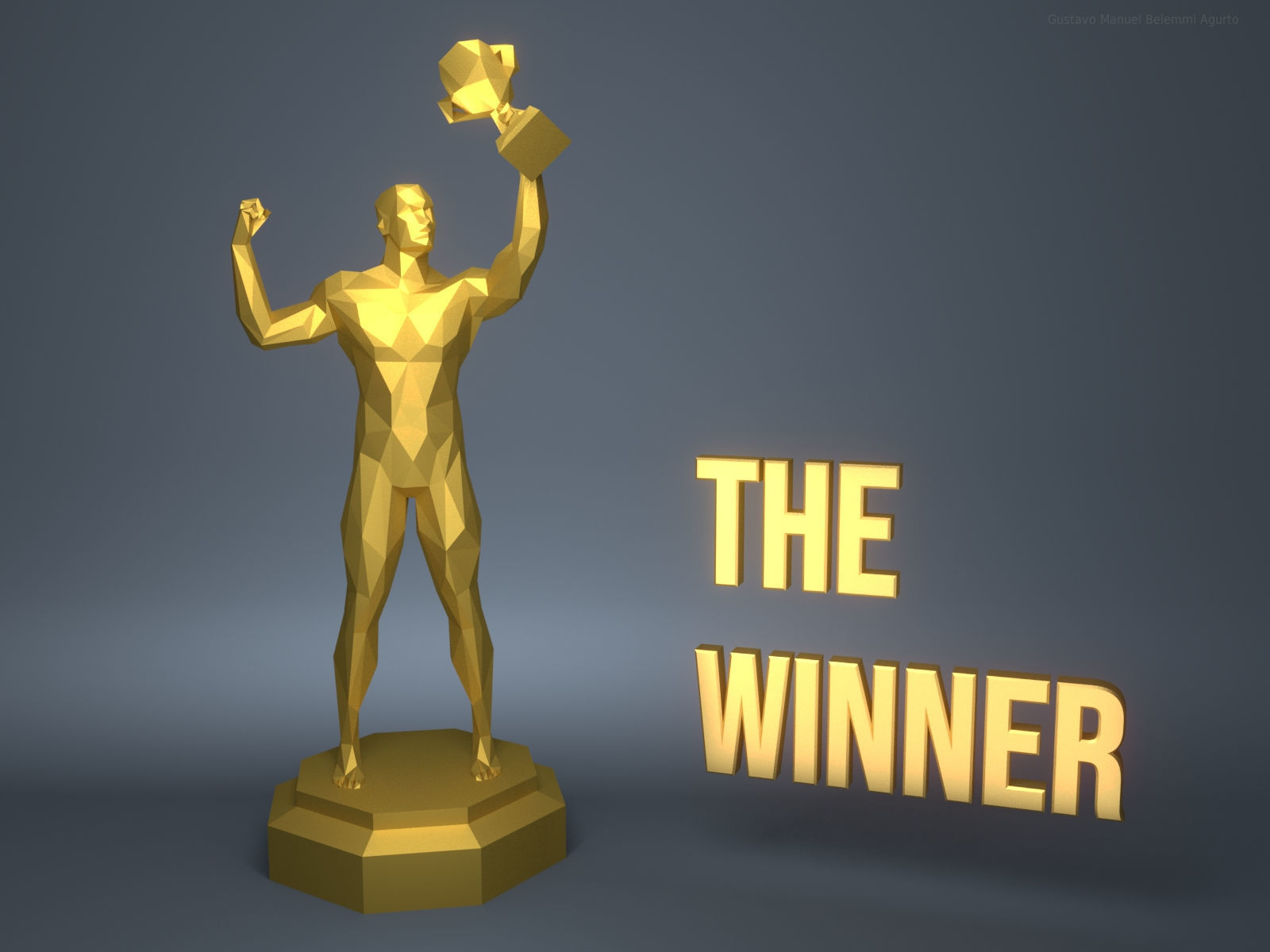The Winner Low Poly Trophy 3D print model_2