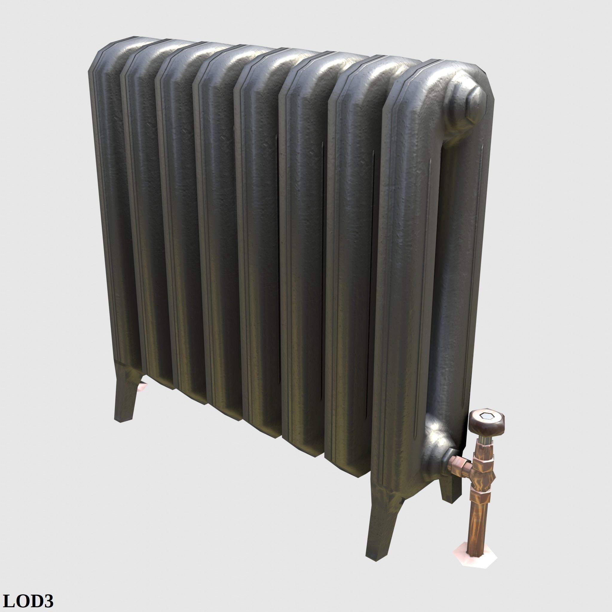 Game-ready iron radiator - Unity - HDRP - UE4 Low-poly 3D model_20