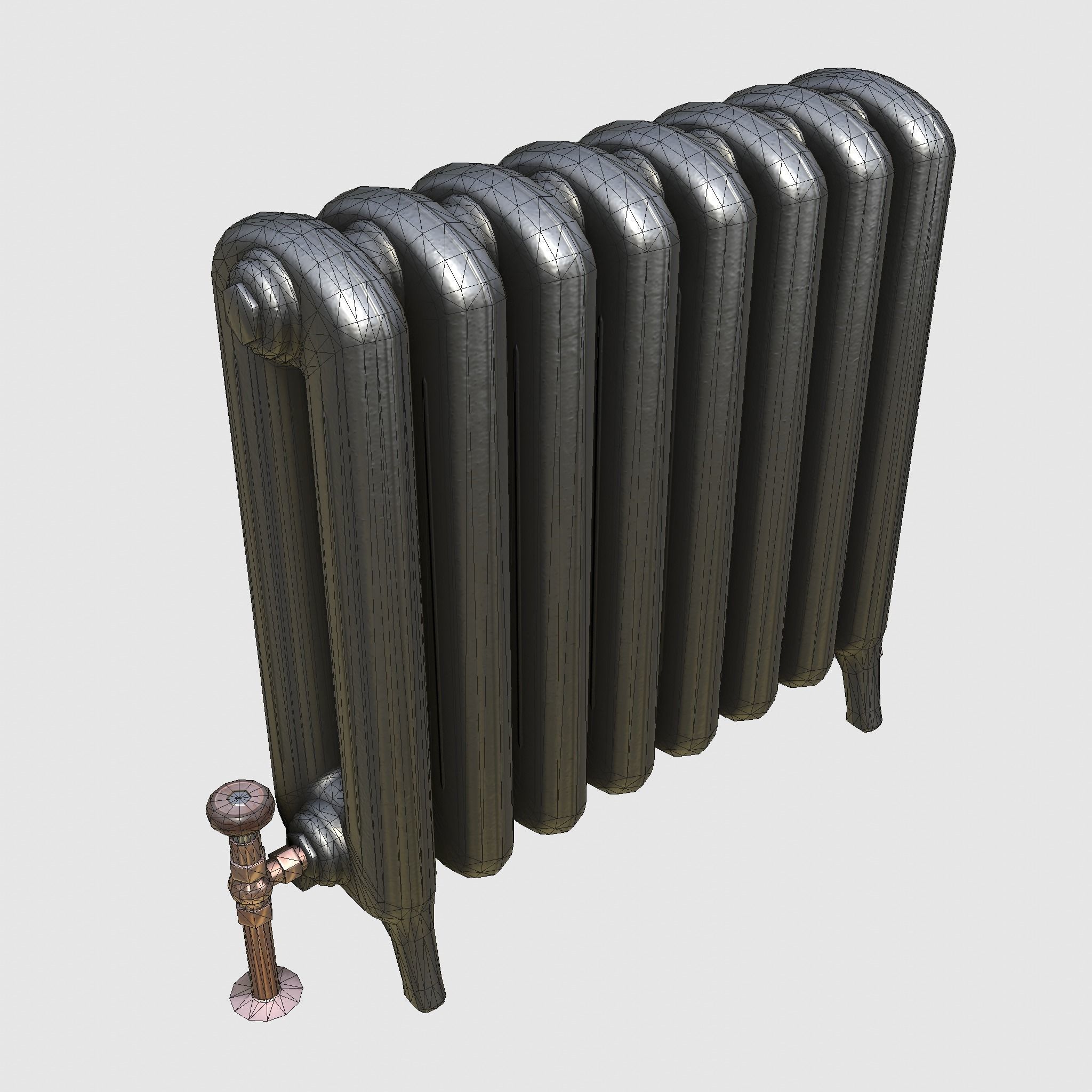 Game-ready iron radiator - Unity - HDRP - UE4 Low-poly 3D model_12