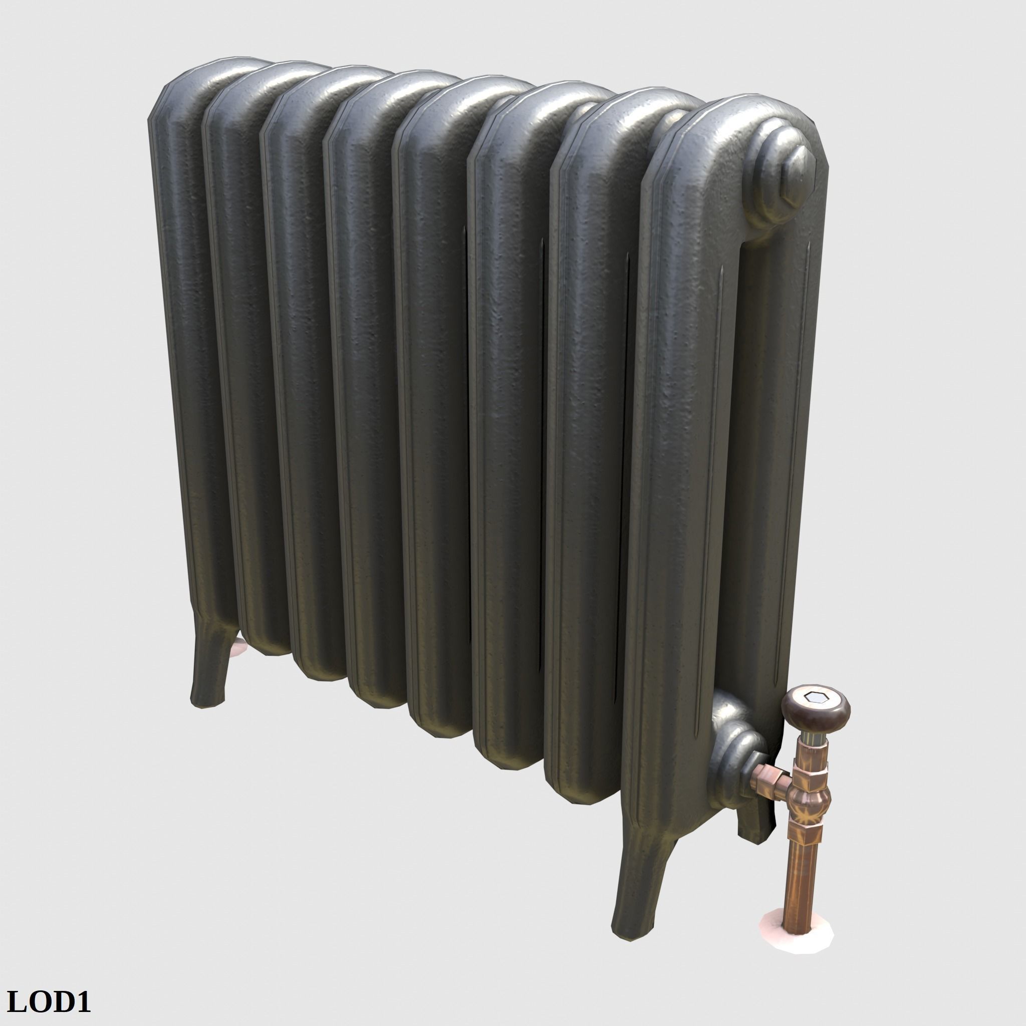 Game-ready iron radiator - Unity - HDRP - UE4 Low-poly 3D model_18