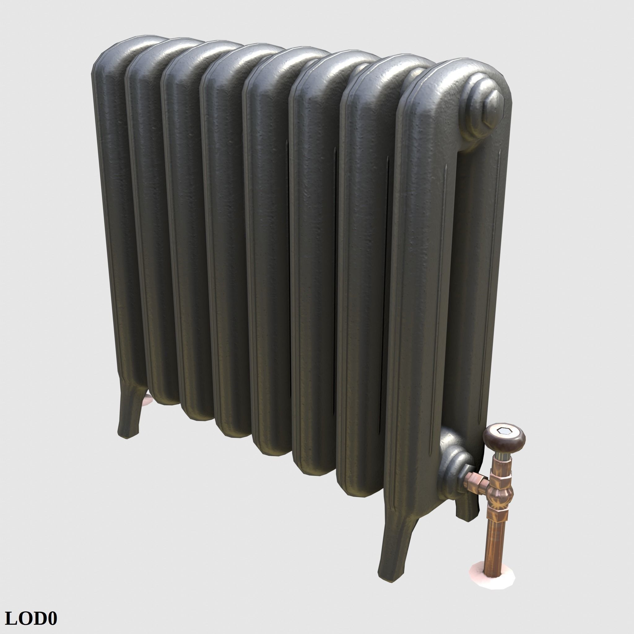 Game-ready iron radiator - Unity - HDRP - UE4 Low-poly 3D model_17