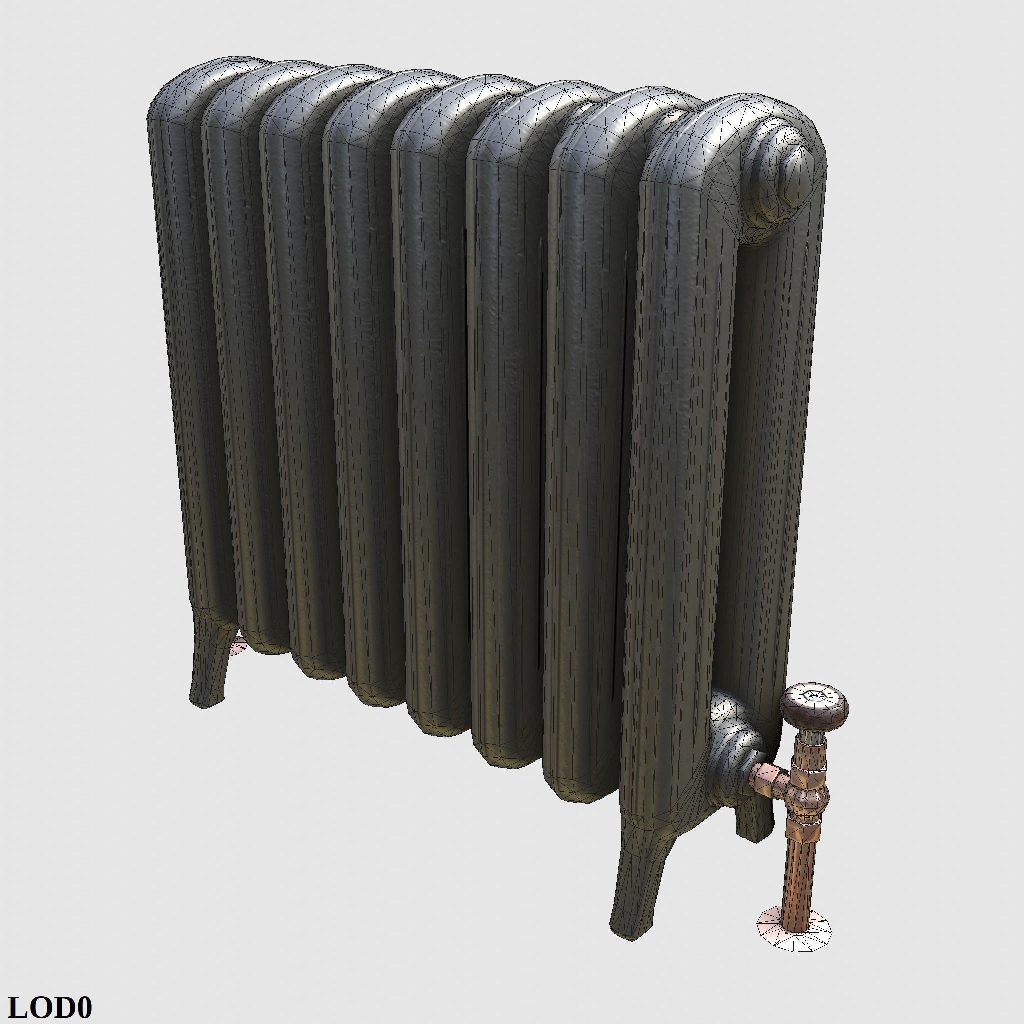Game-ready iron radiator - Unity - HDRP - UE4 Low-poly 3D model_21