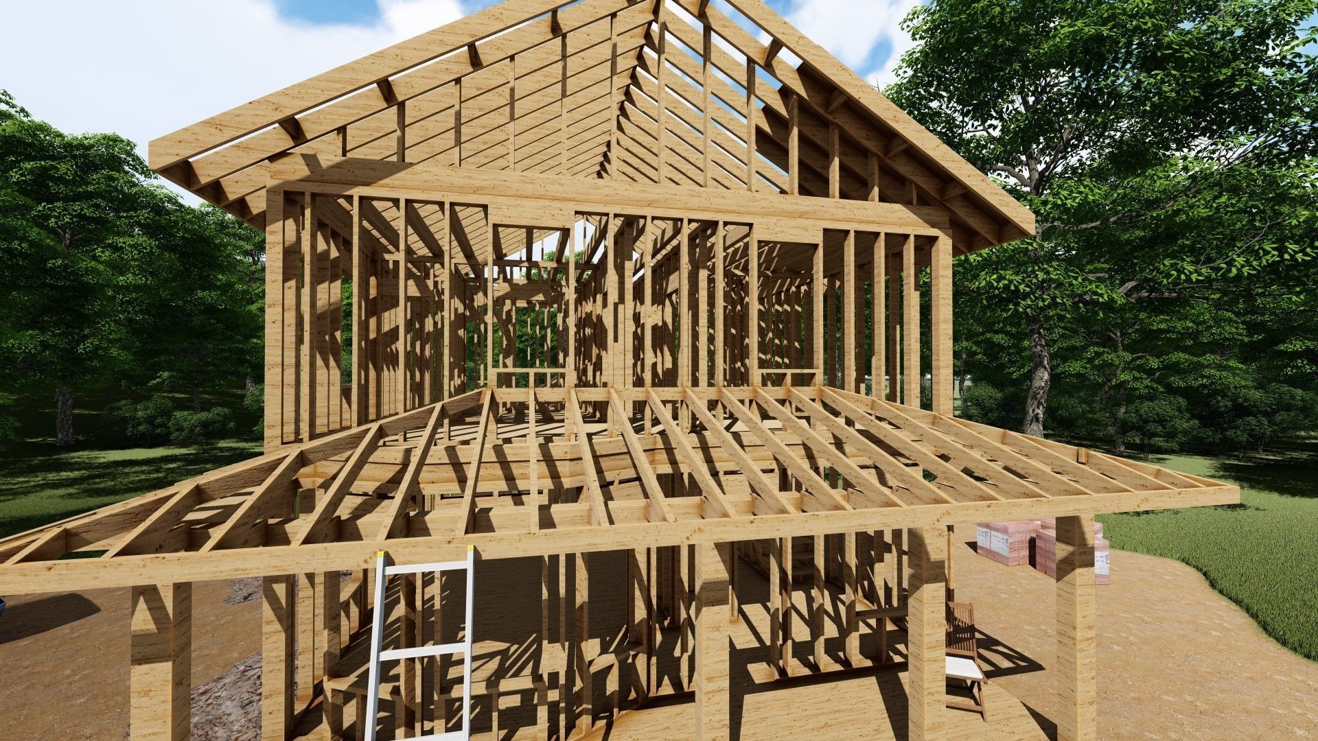 Small Framed House 2 3D model_10