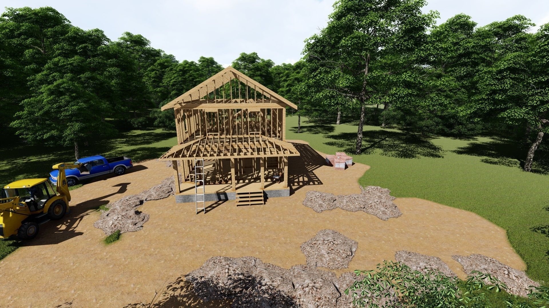 Small Framed House 2 3D model_2