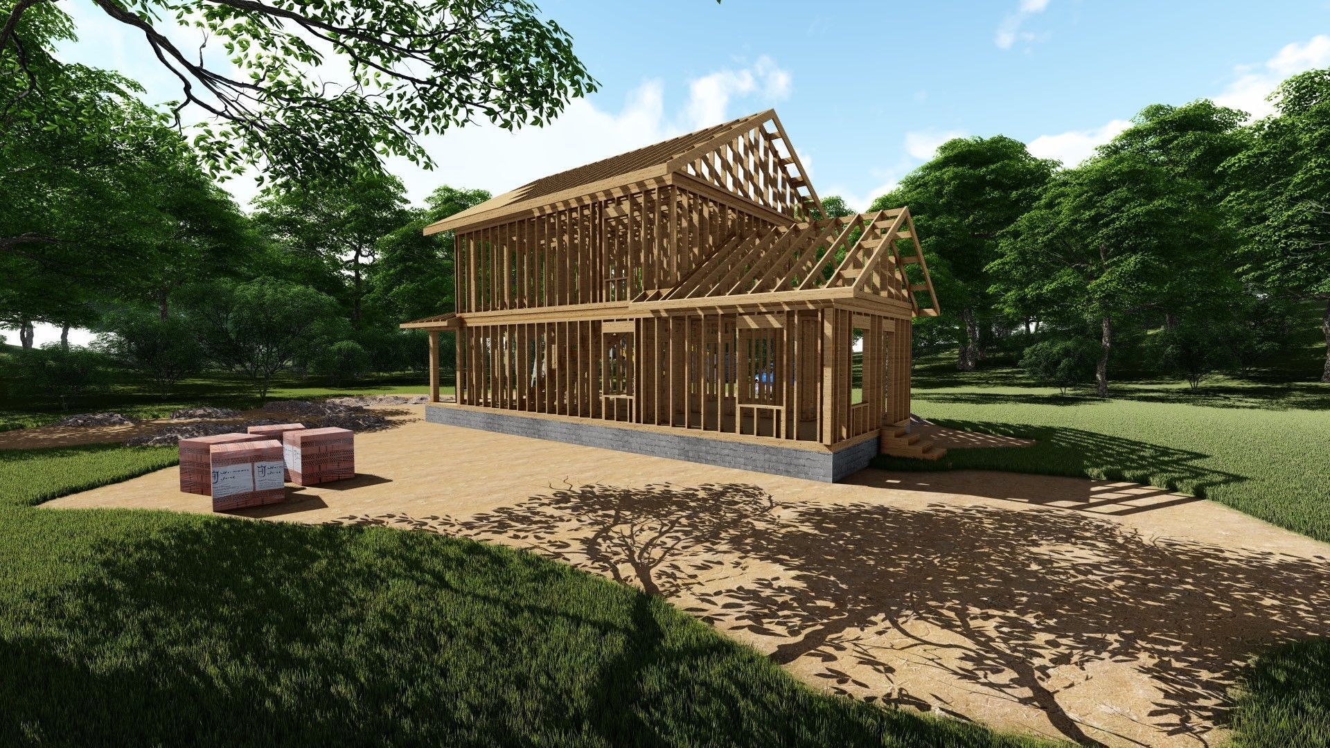 Small Framed House 2 3D model_4