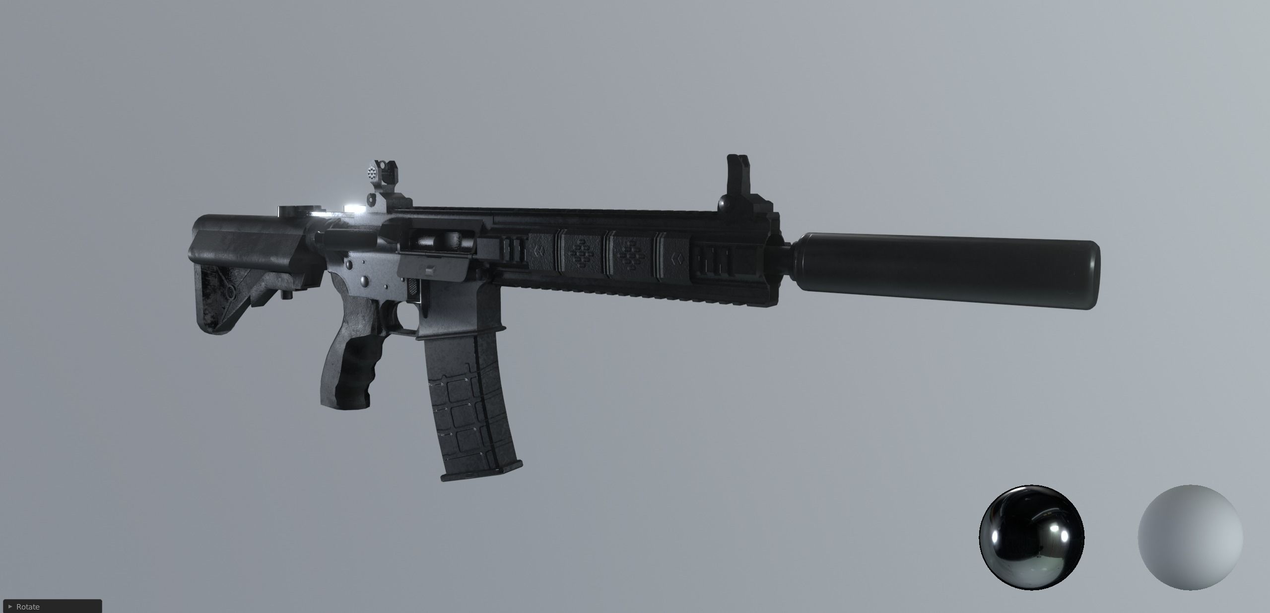 AR15 PBR ar - rifle in snow Low-poly 3D model_20