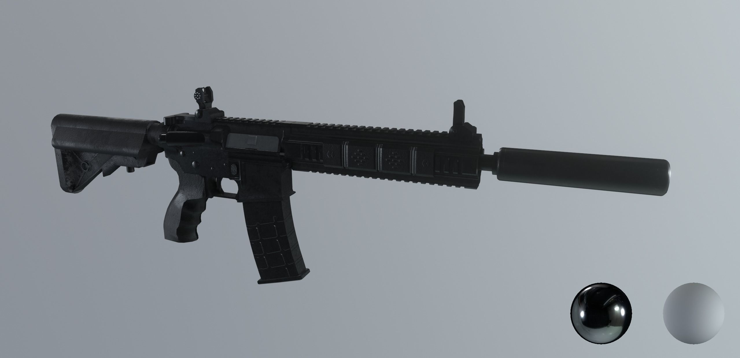 AR15 PBR ar - rifle in snow Low-poly 3D model_18