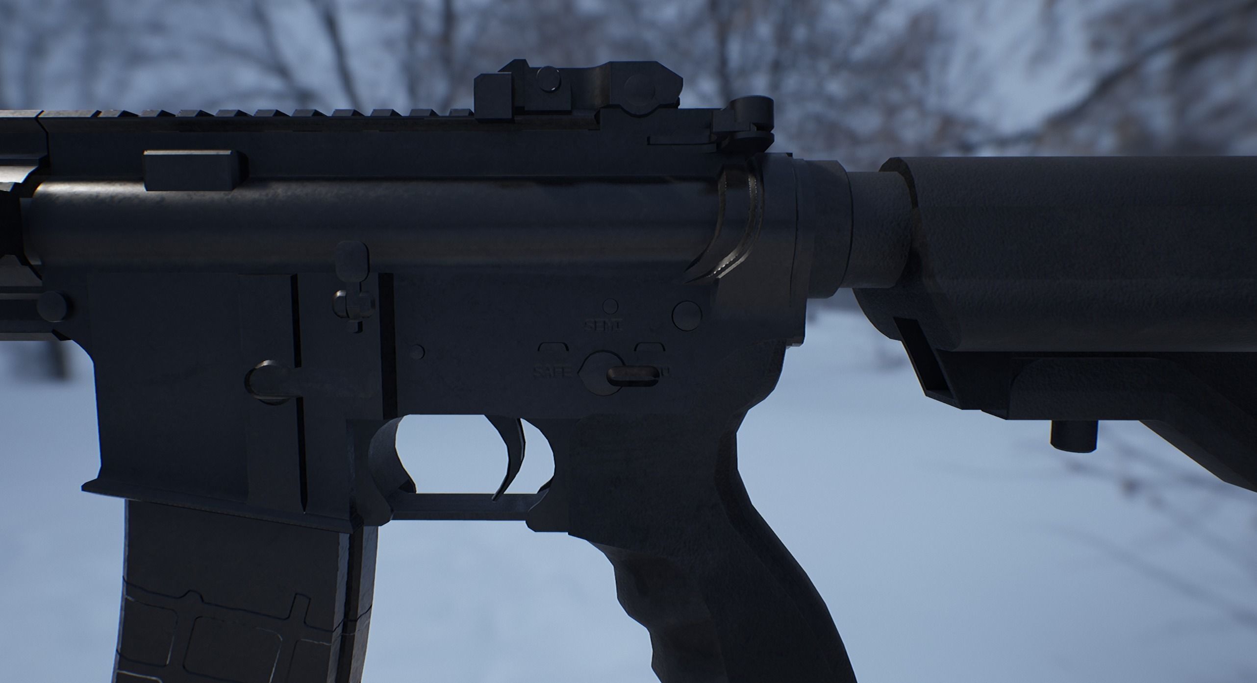 AR15 PBR ar - rifle in snow Low-poly 3D model_7