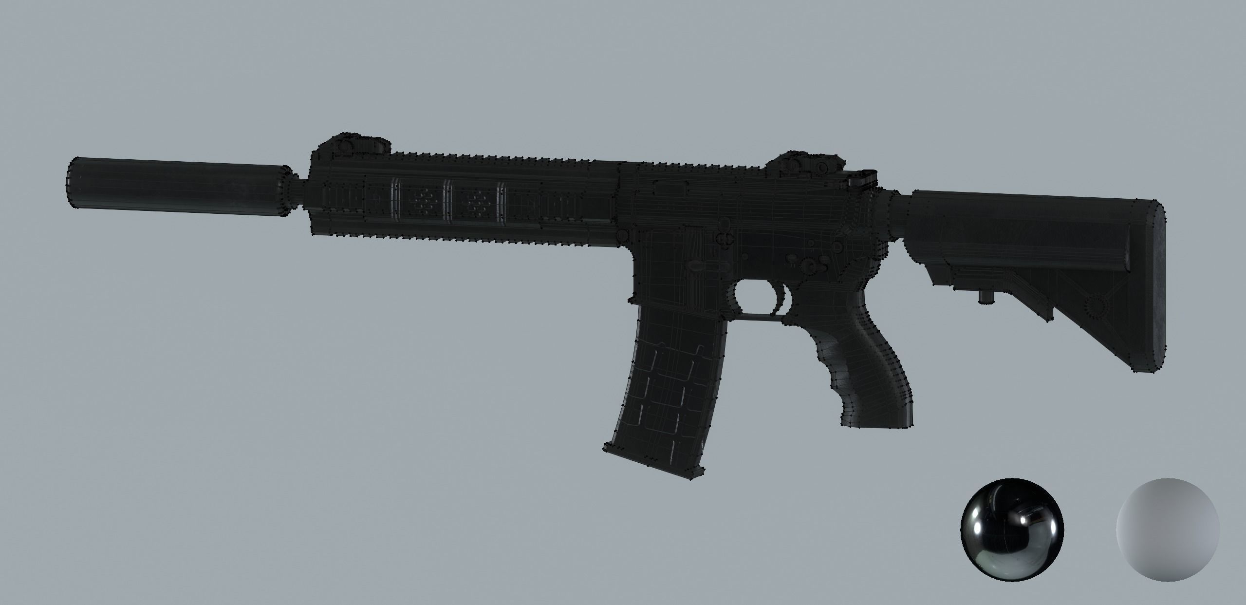 AR15 PBR ar - rifle in snow Low-poly 3D model_16