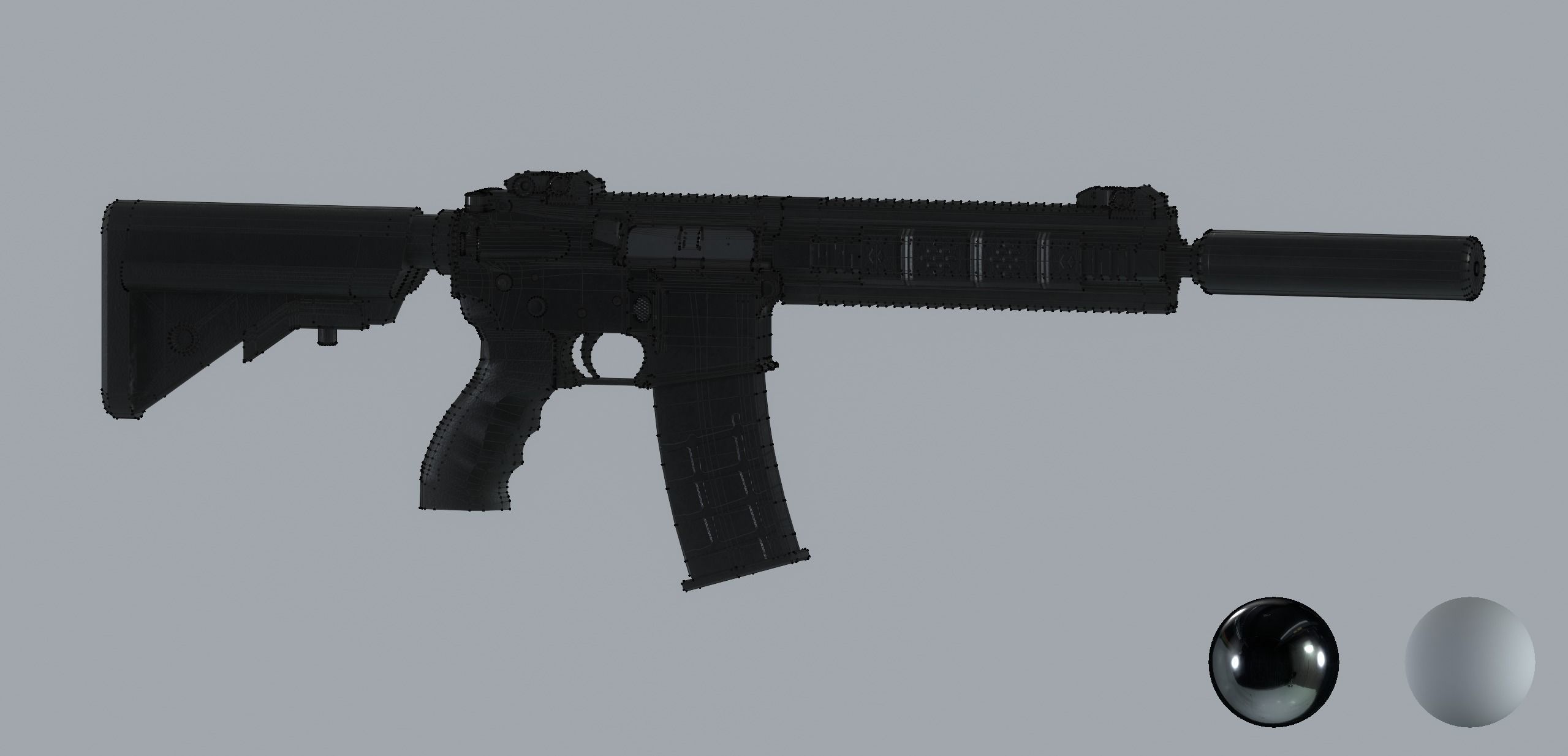 AR15 PBR ar - rifle in snow Low-poly 3D model_15