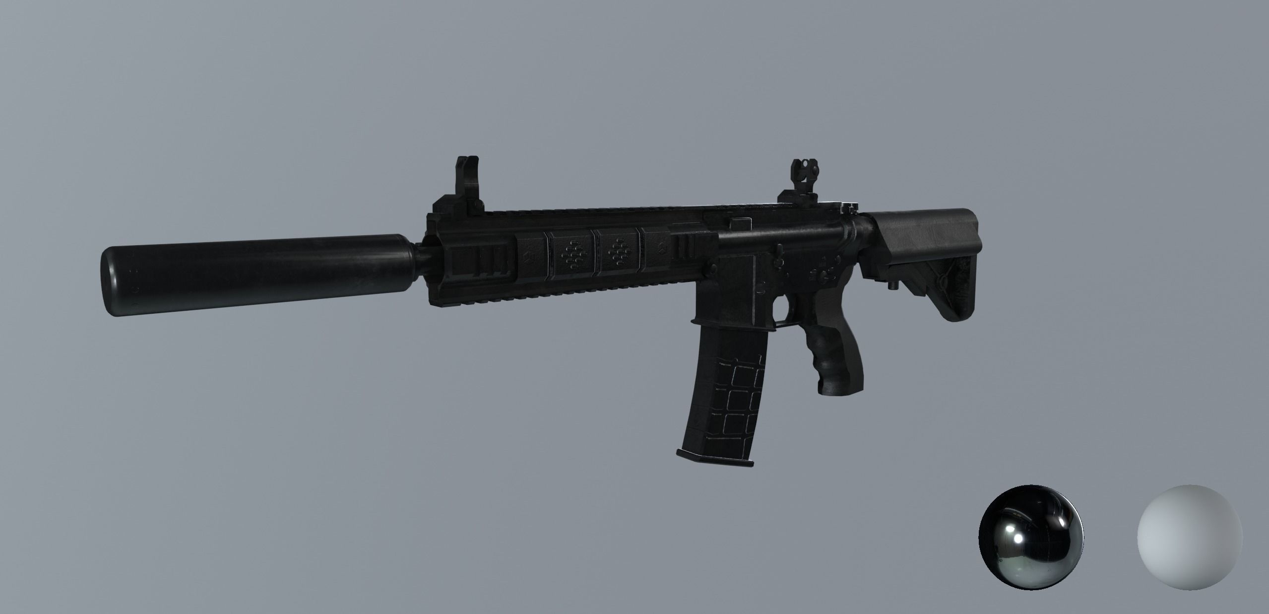 AR15 PBR ar - rifle in snow Low-poly 3D model_19