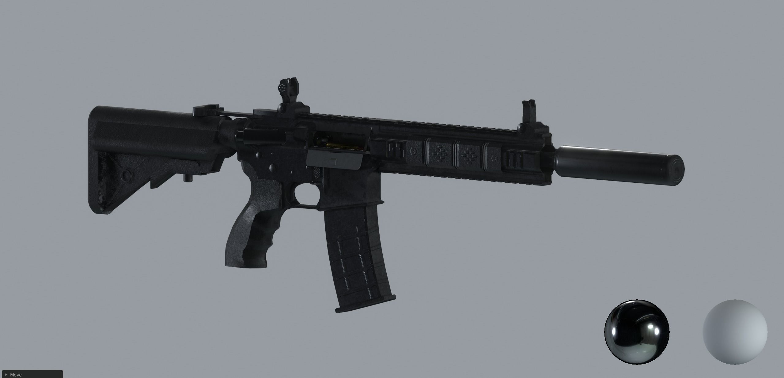 AR15 PBR ar - rifle in snow Low-poly 3D model_21