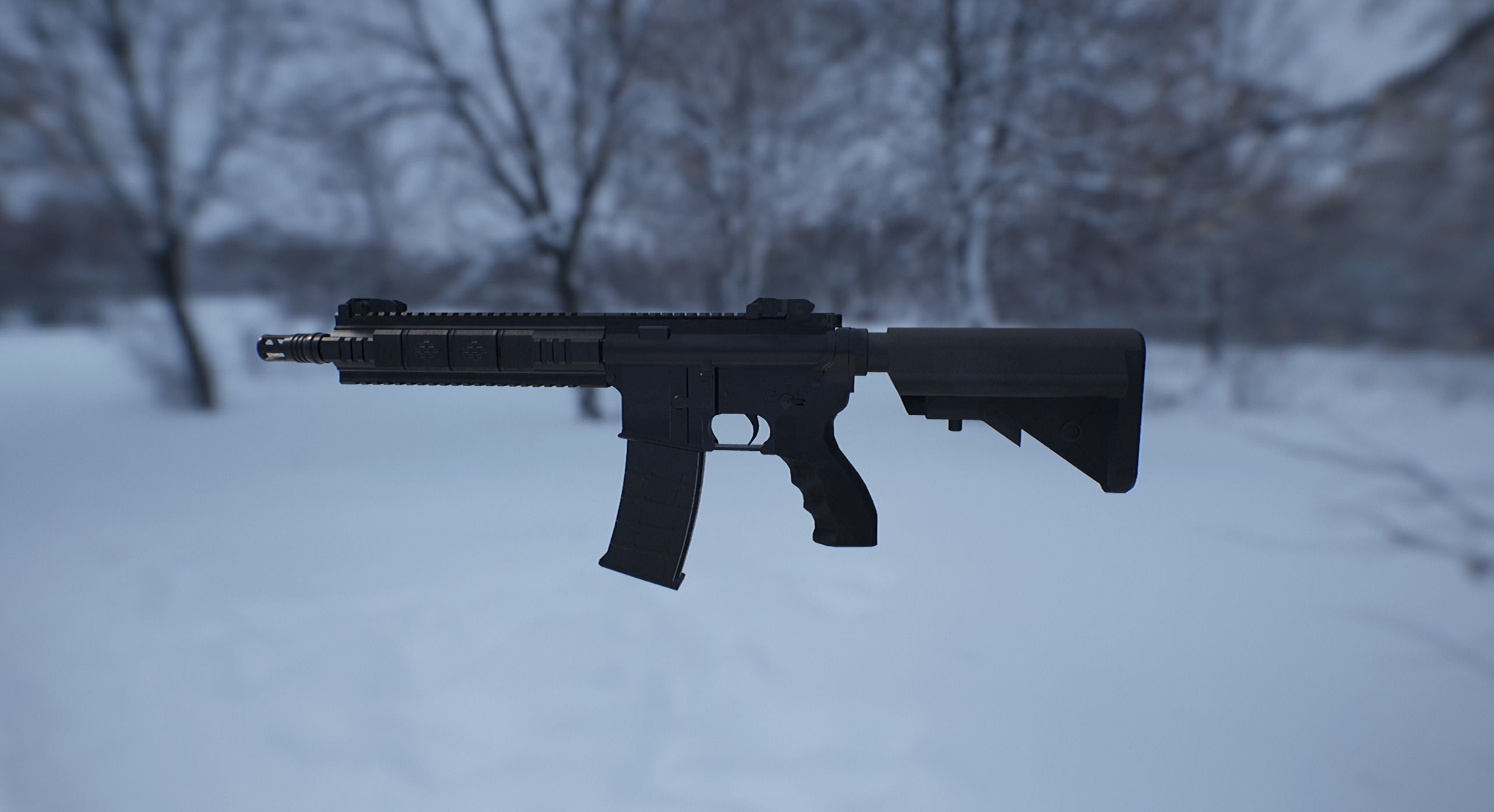 AR15 PBR ar - rifle in snow Low-poly 3D model_4
