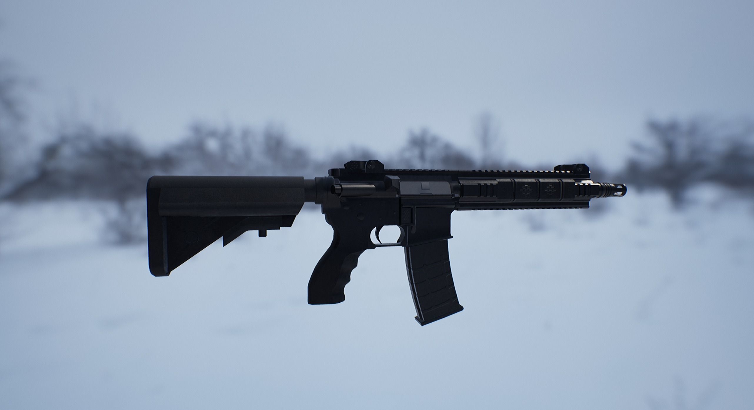 AR15 PBR ar - rifle in snow Low-poly 3D model_6