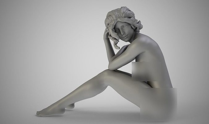 Calmness golden nude woman 3D print model