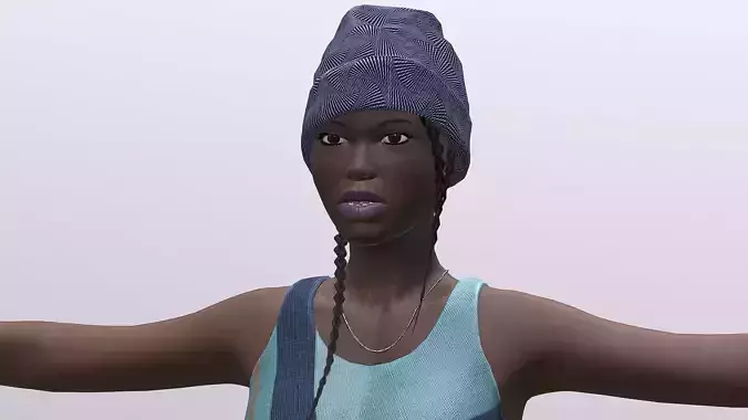 black woman Low-poly 3D model