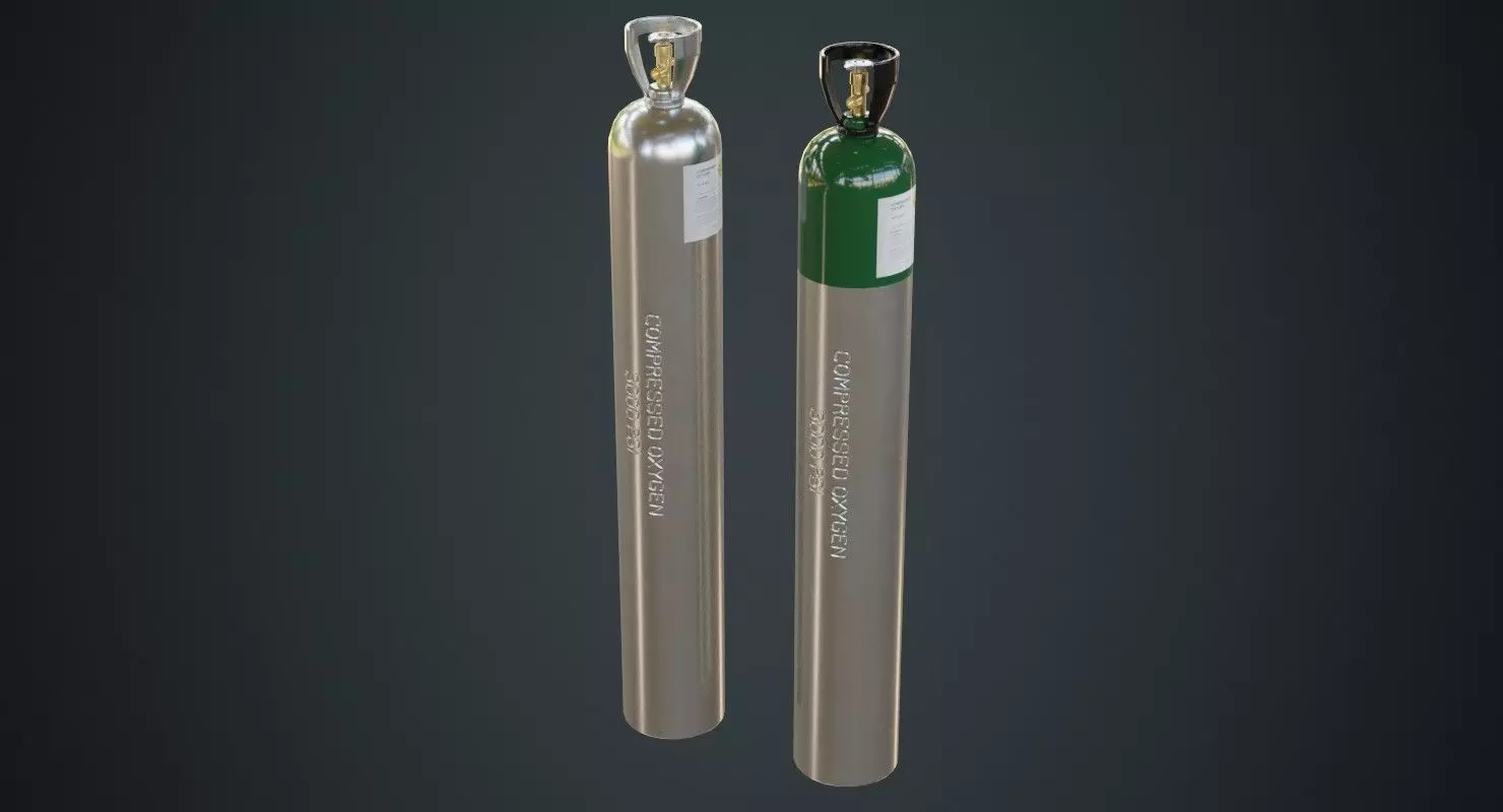 Gas Cylinder 2B Low-poly 3D model_0