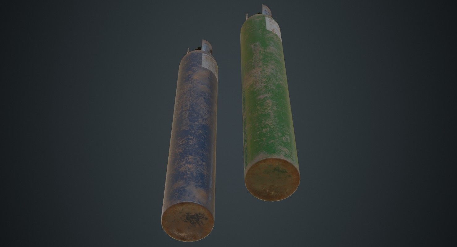 Gas Cylinder 2C Low-poly 3D model_7