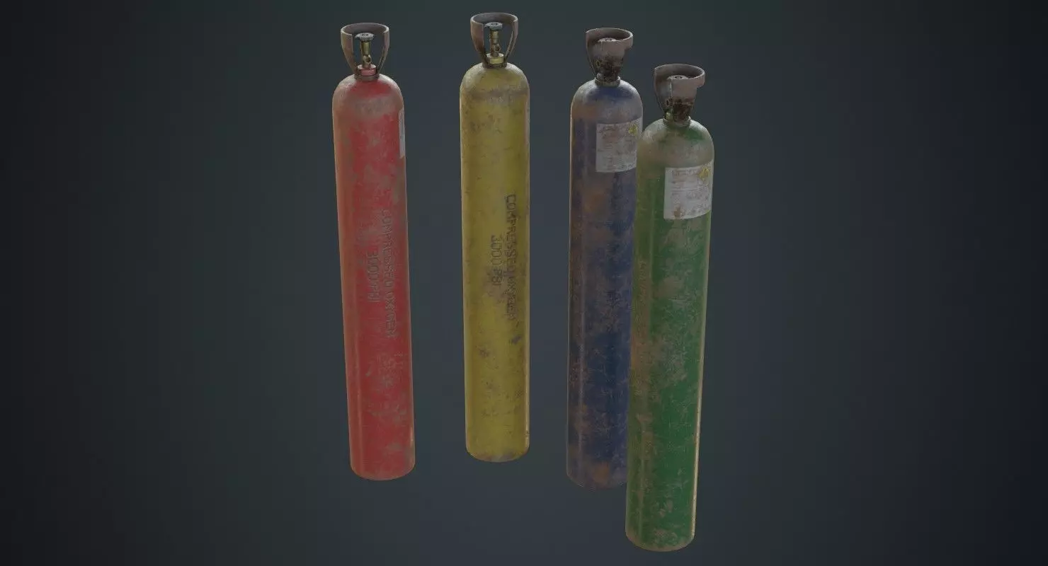 Gas Cylinder 2C Low-poly 3D model_0