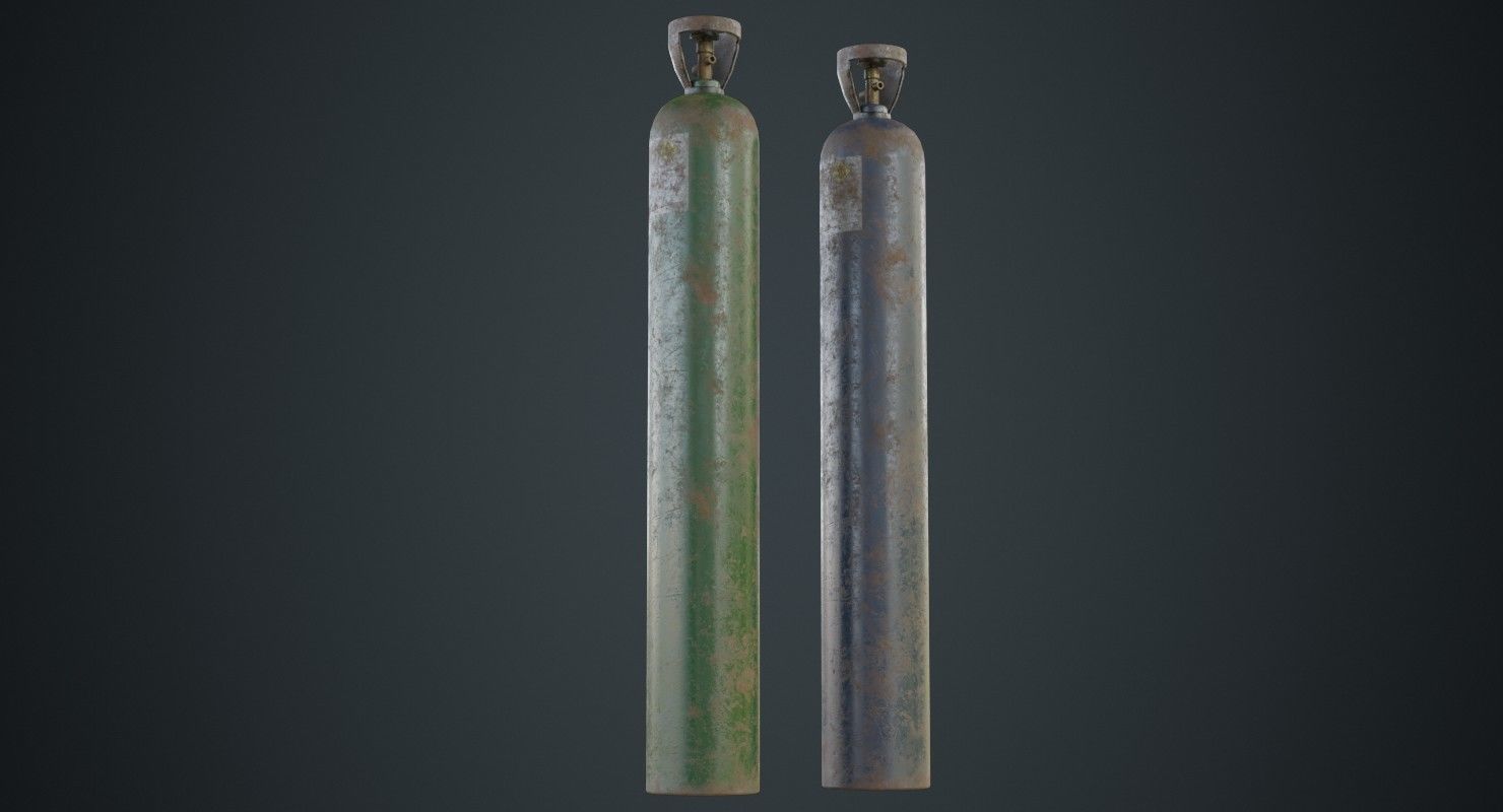 Gas Cylinder 2C Low-poly 3D model_6