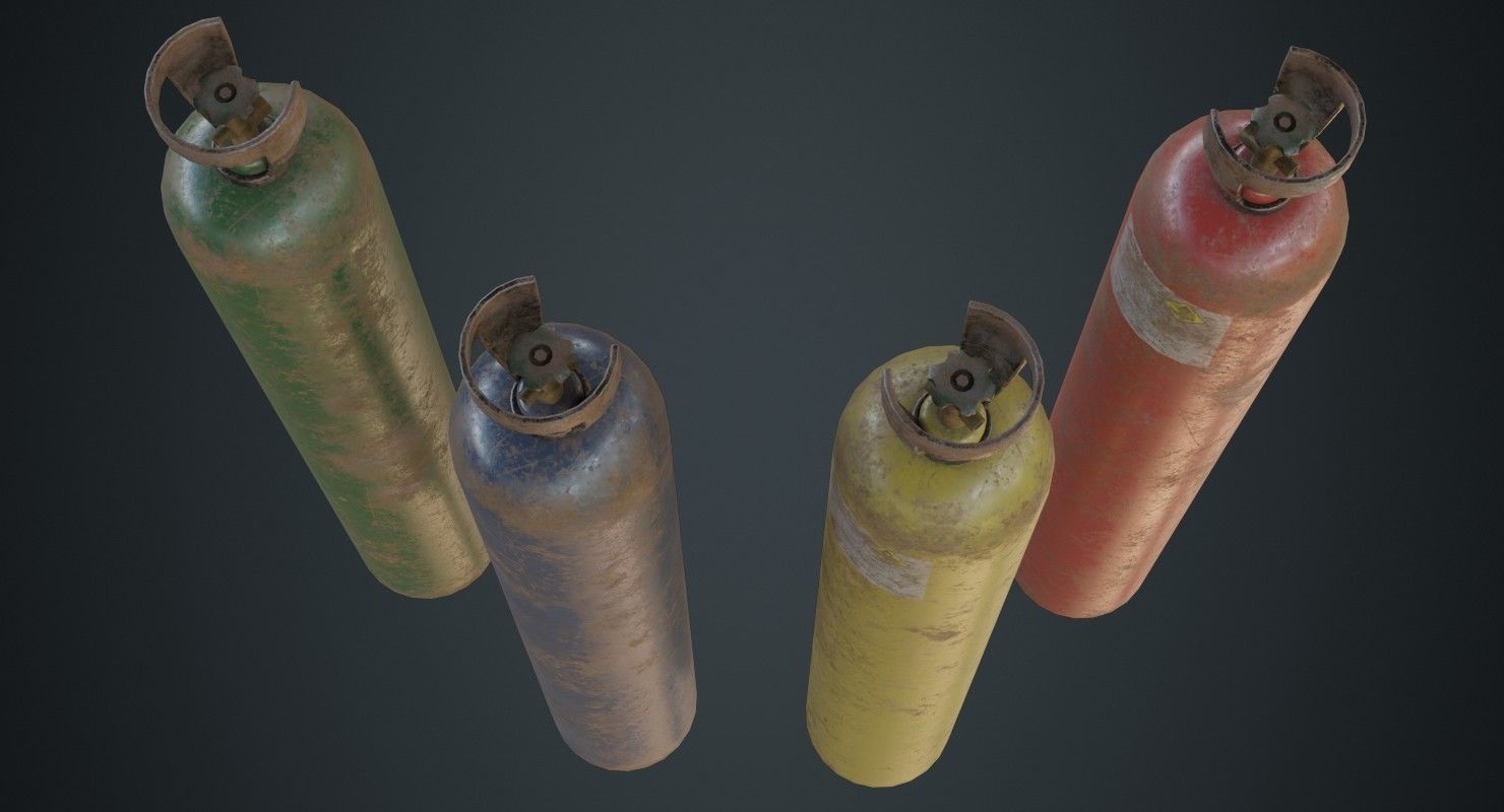 Gas Cylinder 2C Low-poly 3D model_1