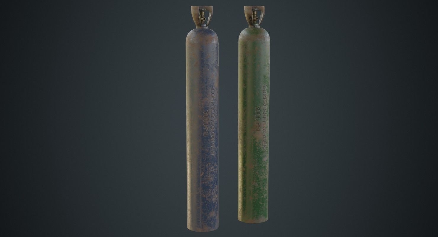 Gas Cylinder 2C Low-poly 3D model_4