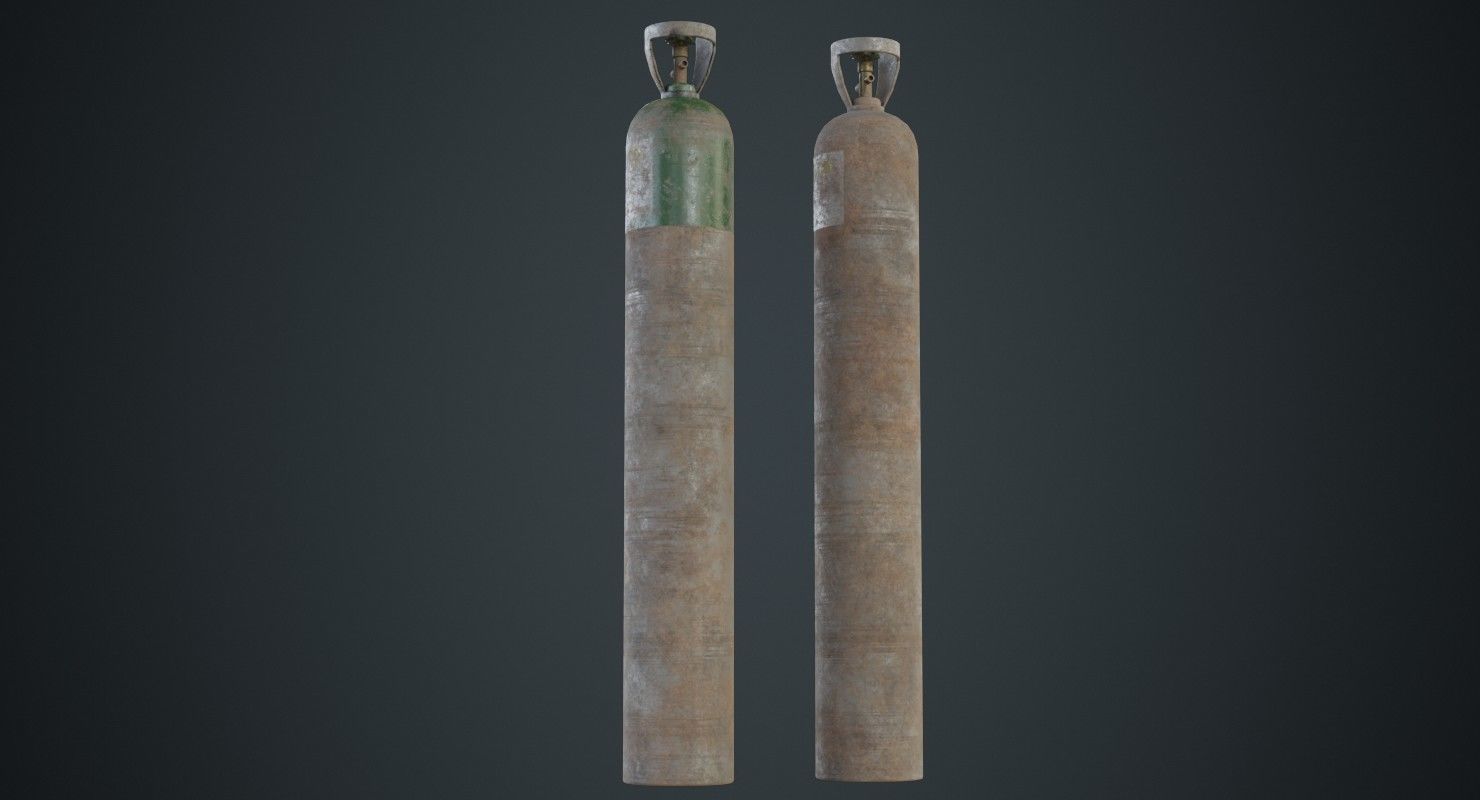 Gas Cylinder 2D Low-poly 3D model_3