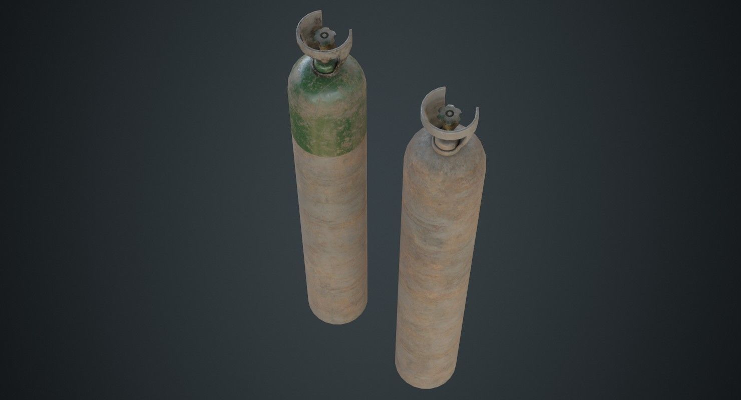 Gas Cylinder 2D Low-poly 3D model_2