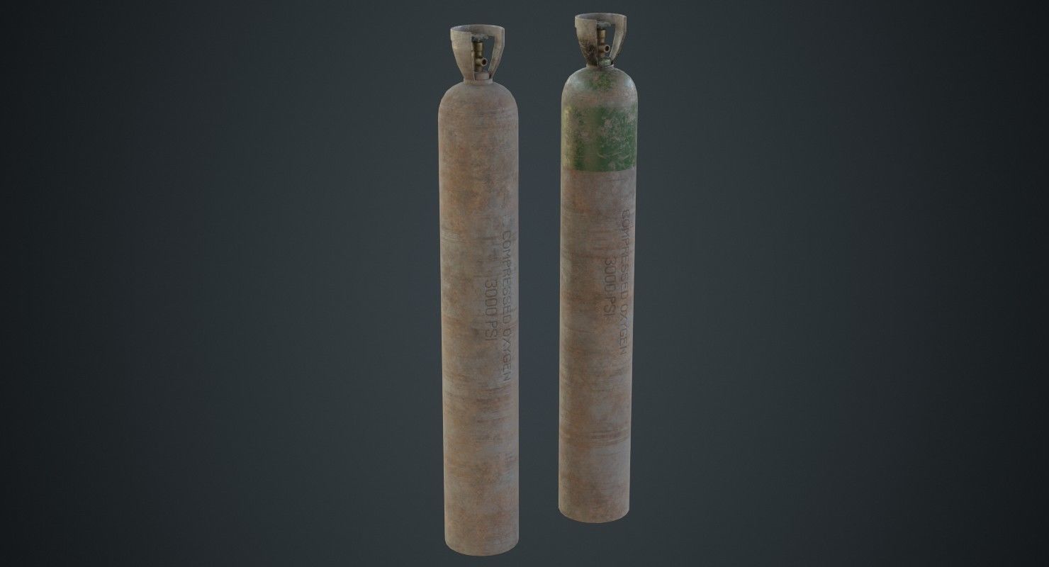 Gas Cylinder 2D Low-poly 3D model_1