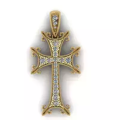 Cross gold pendant with diamonds