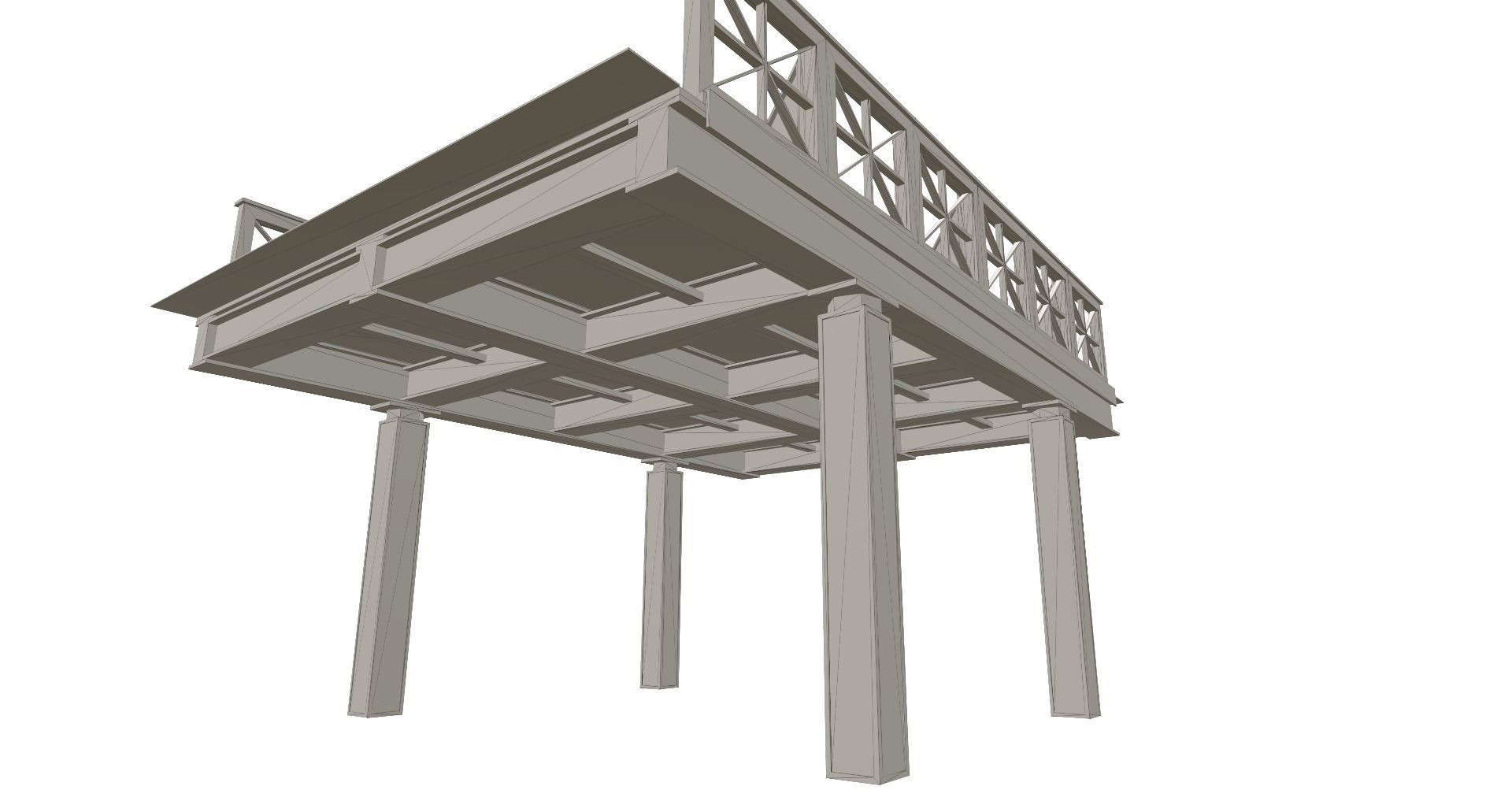 Low-Poly Train Bridge Pack Low-poly 3D model_5