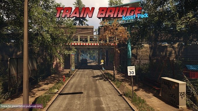 Low-Poly Train Bridge Pack Low-poly 3D model