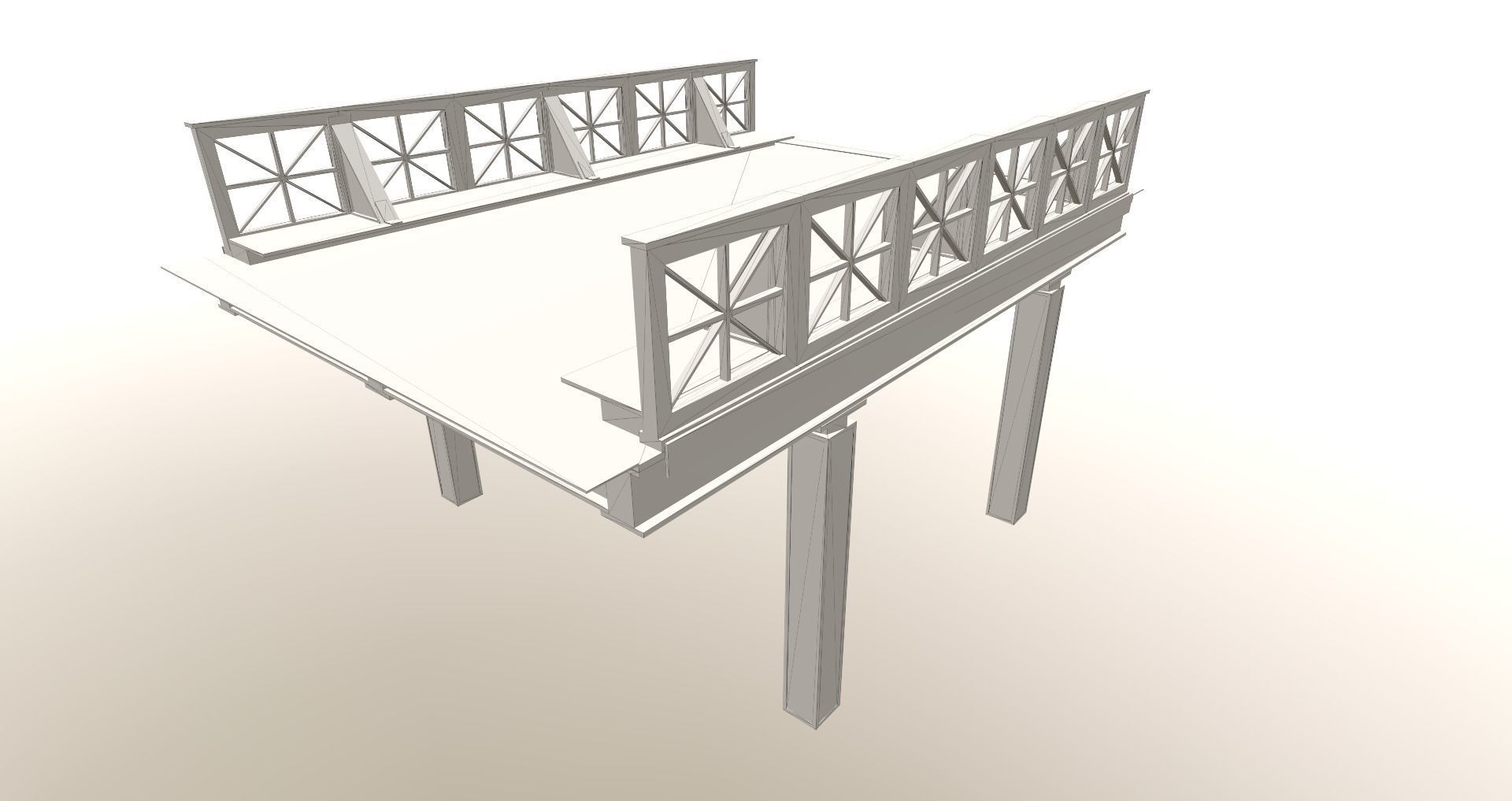 Low-Poly Train Bridge Pack Low-poly 3D model_4