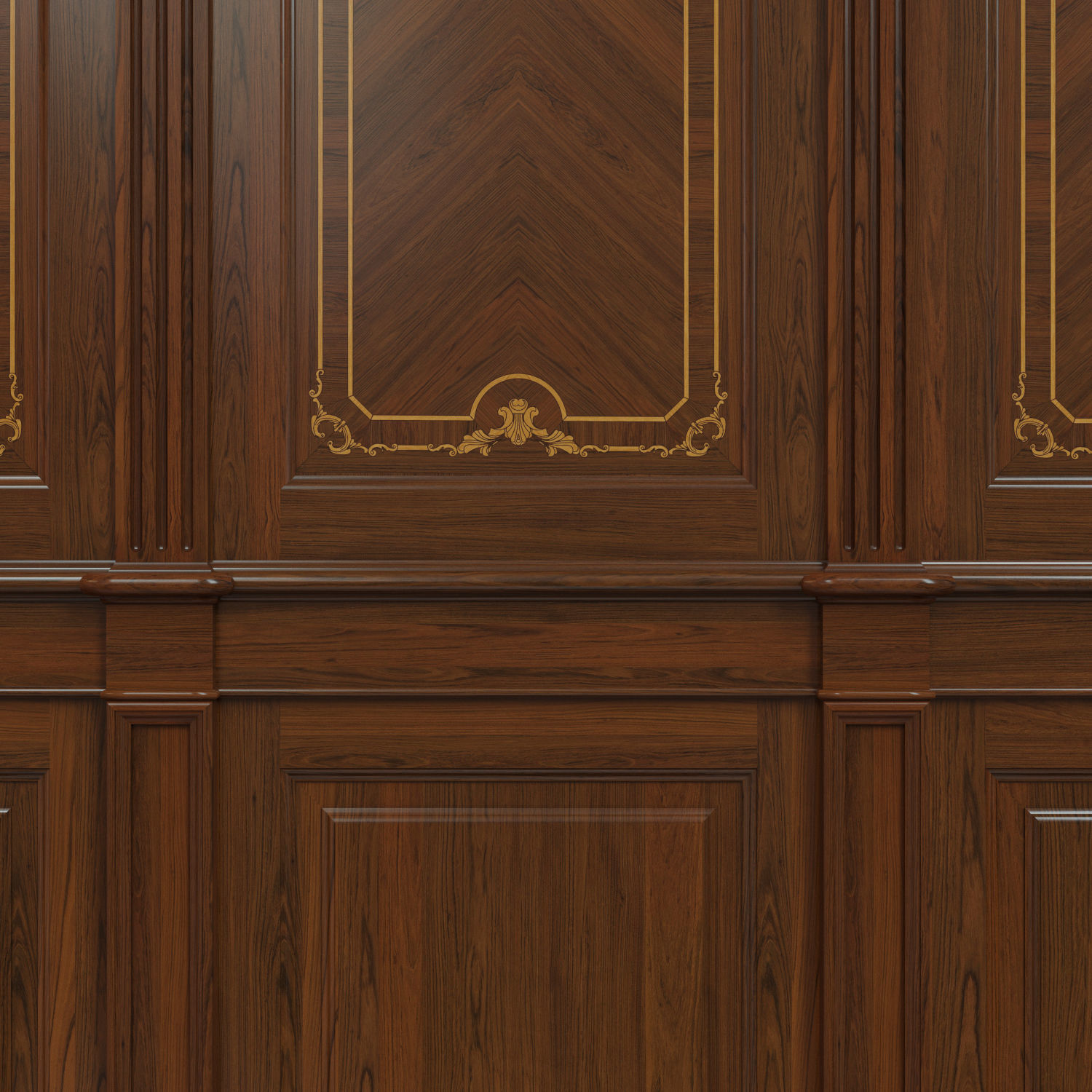 Wood panels with veneer 03 Low-poly 3D model_4