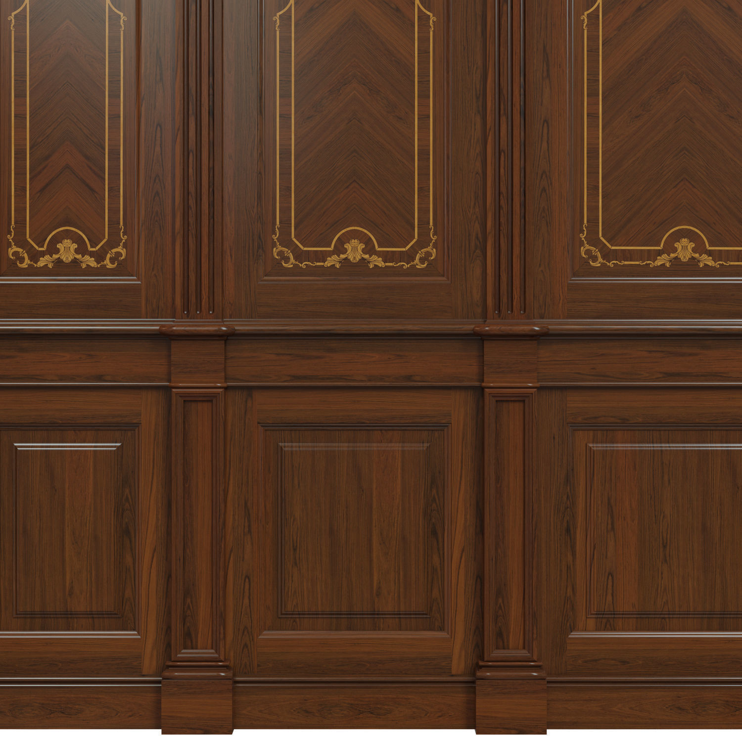 Wood panels with veneer 03 Low-poly 3D model_5