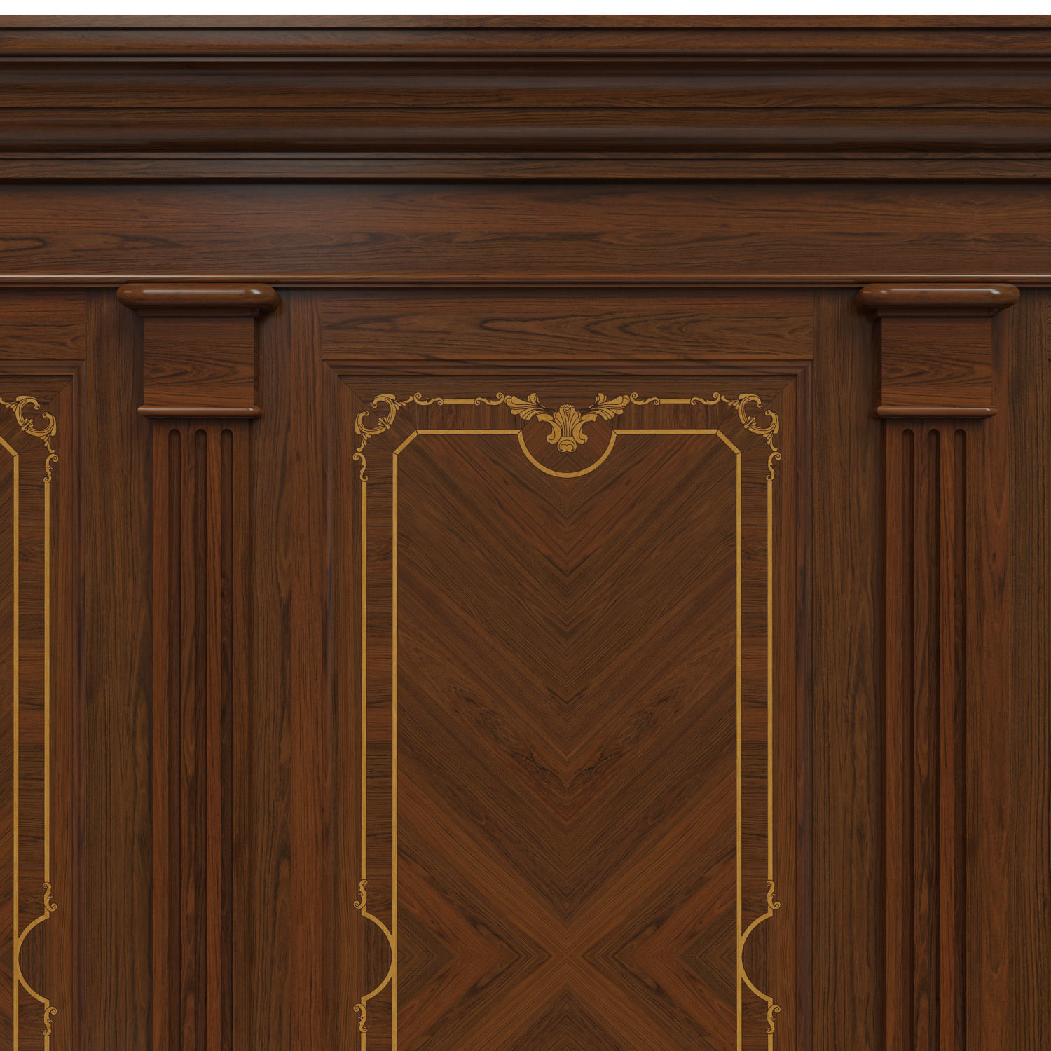 Wood panels with veneer 03 Low-poly 3D model_3