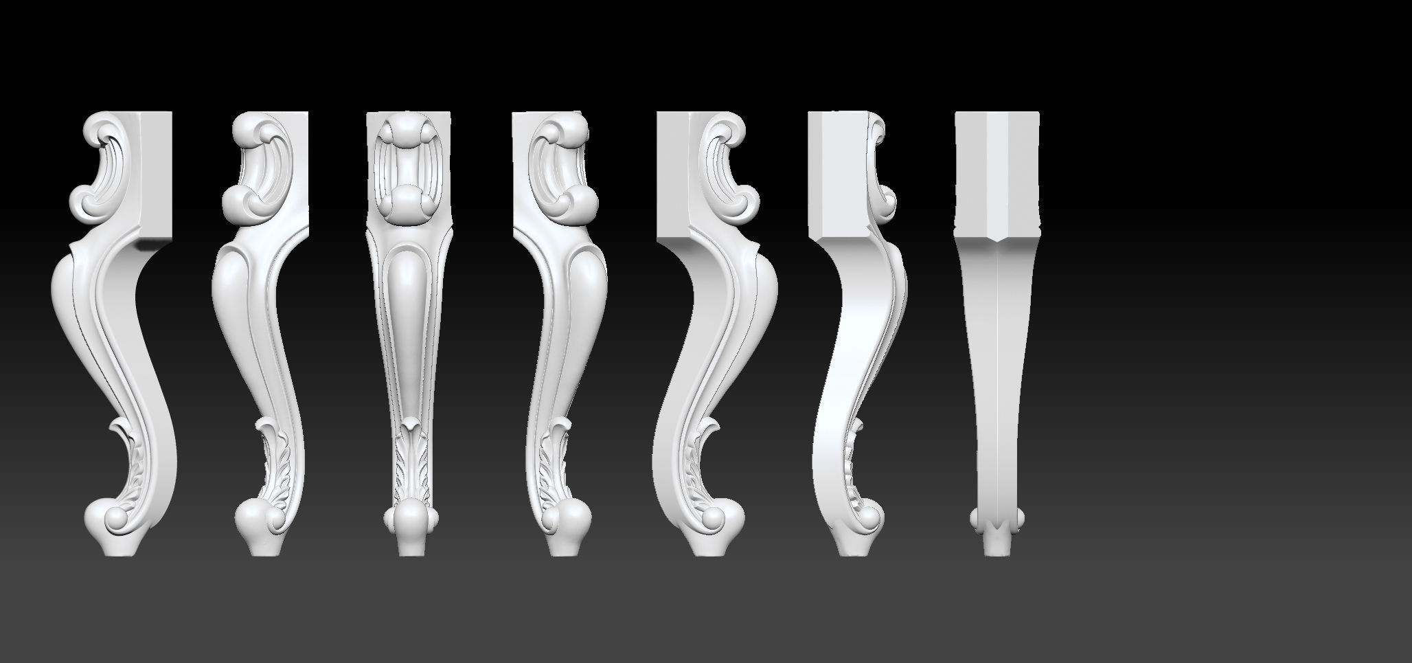 Furniture Legs 3d STL Model Relief for CNC set 015 3D print model_3