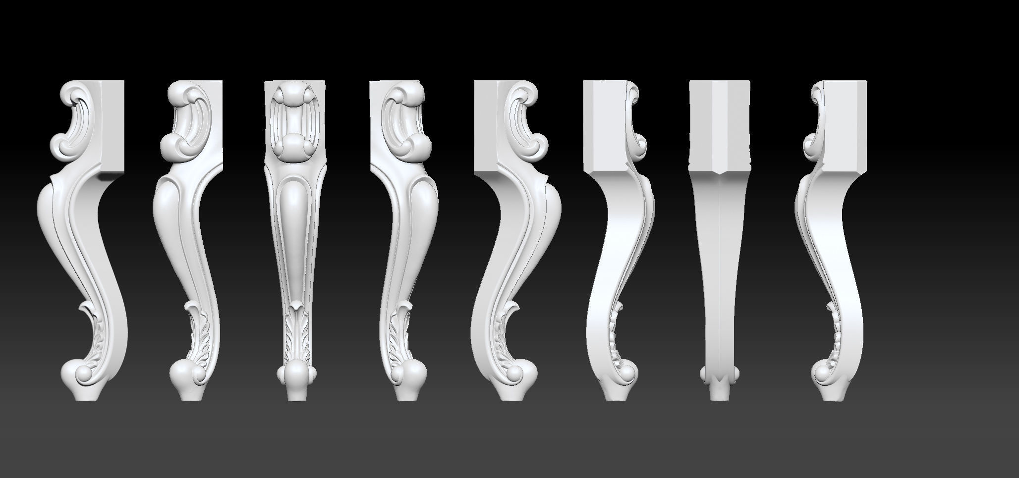 Furniture Legs 3d STL Model Relief for CNC set 015 3D print model_2