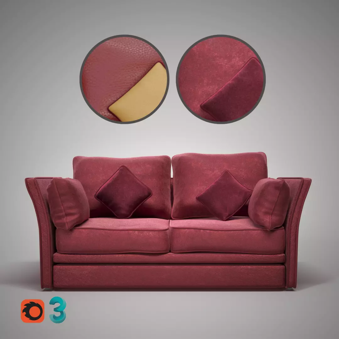 Sofa Suede Leather Free 3D model