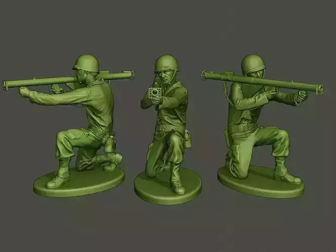American soldier ww2 Shoot crouched A4 3D print model