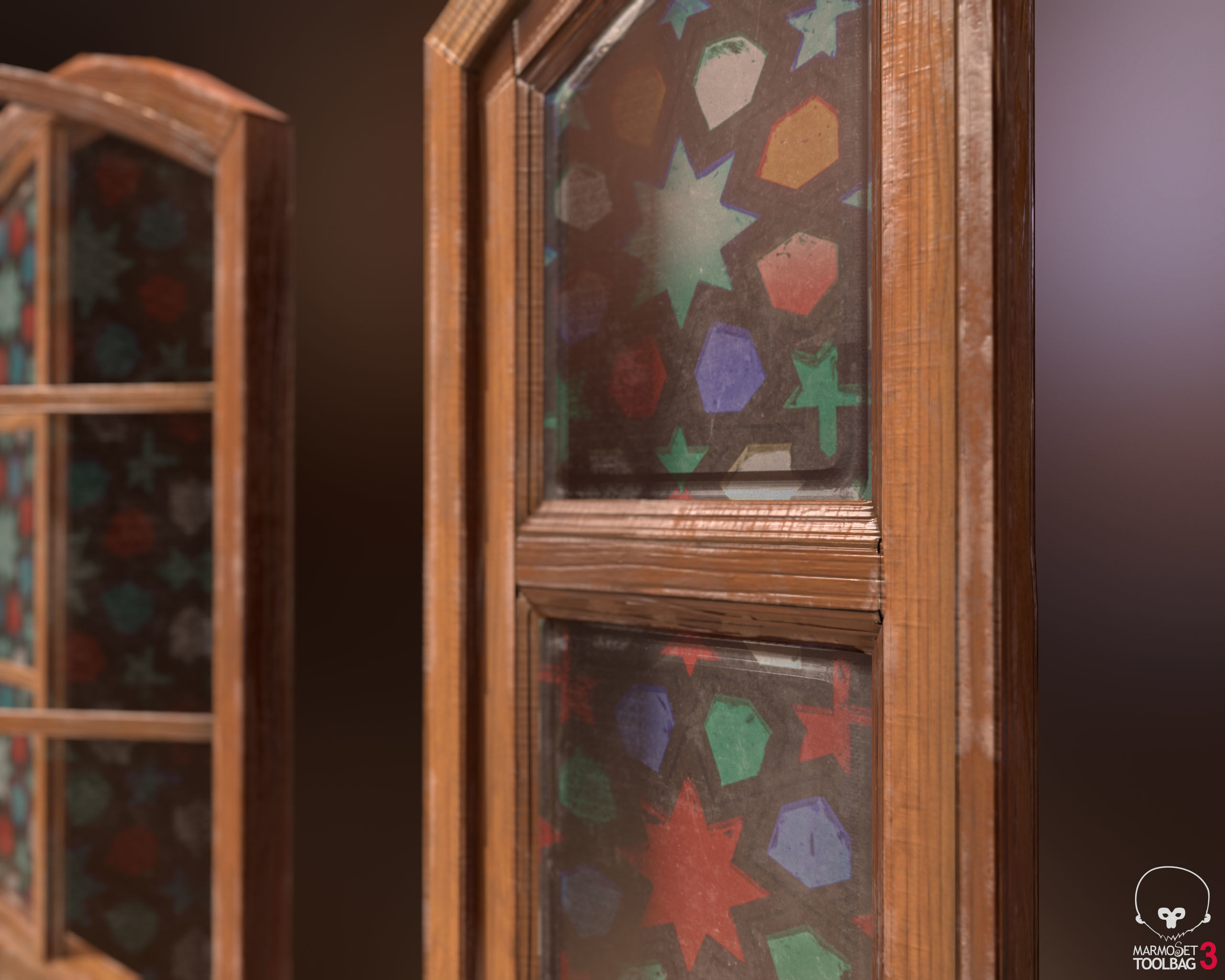 Old Wooden Door and Window Low poly PBR Low-poly 3D model_8