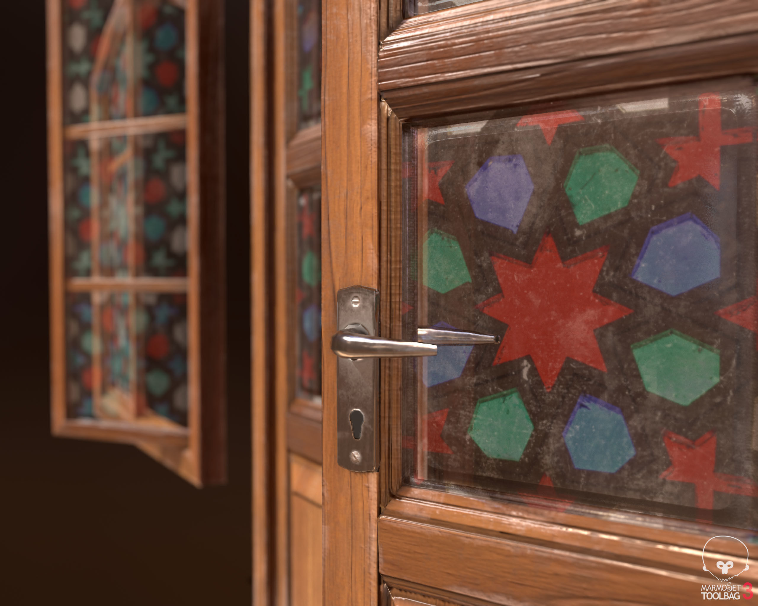 Old Wooden Door and Window Low poly PBR Low-poly 3D model_6