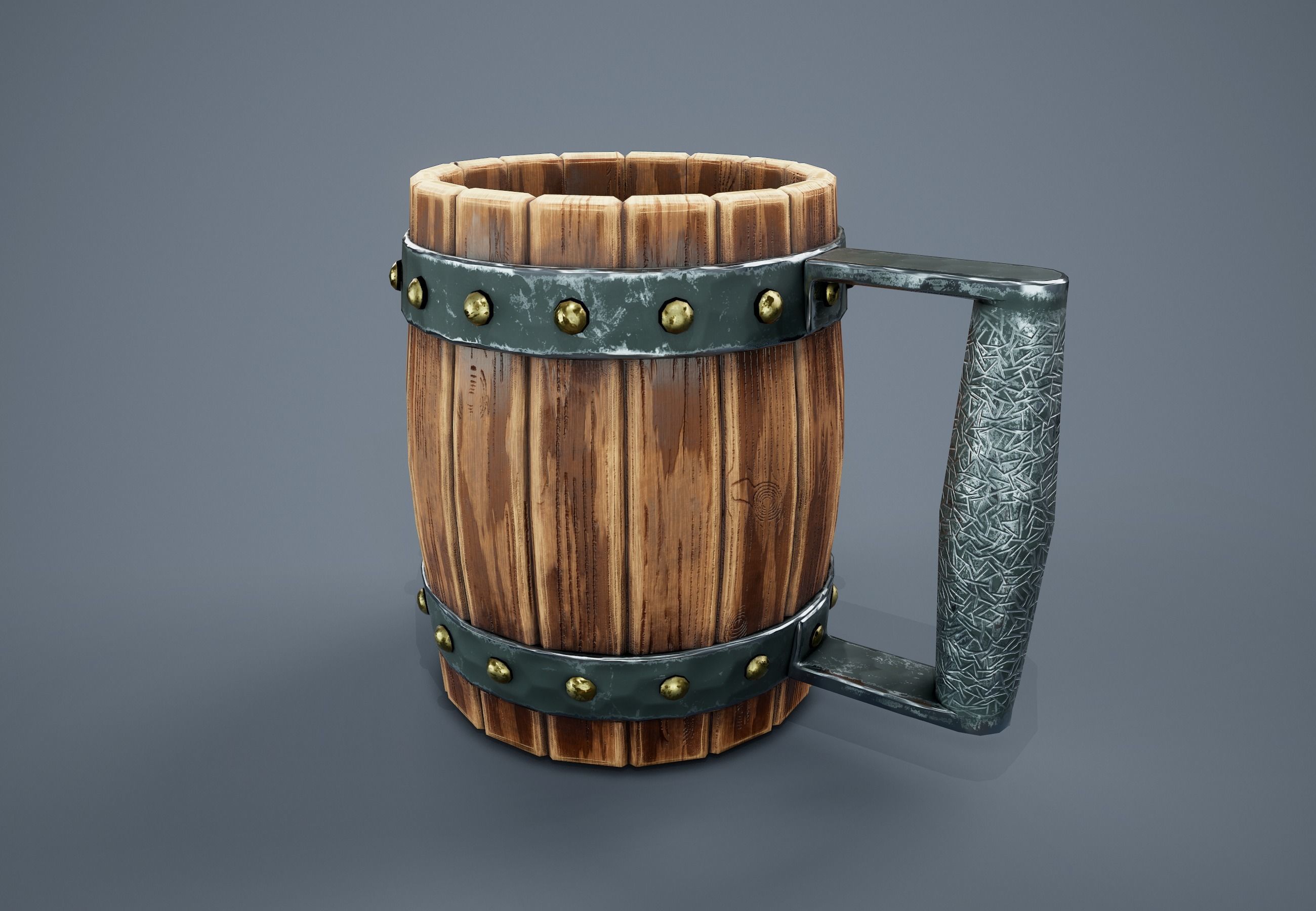 Medieval Beer Mug PBR Game Ready Low-poly 3D model_3
