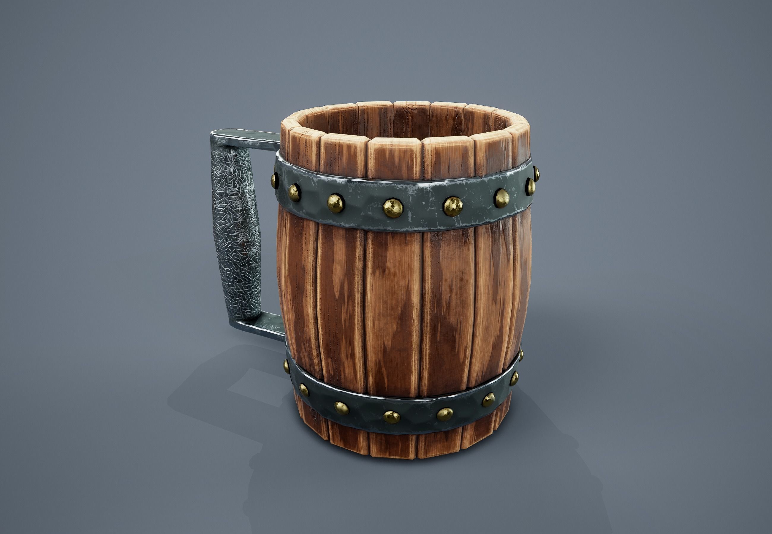 Medieval Beer Mug PBR Game Ready Low-poly 3D model_5