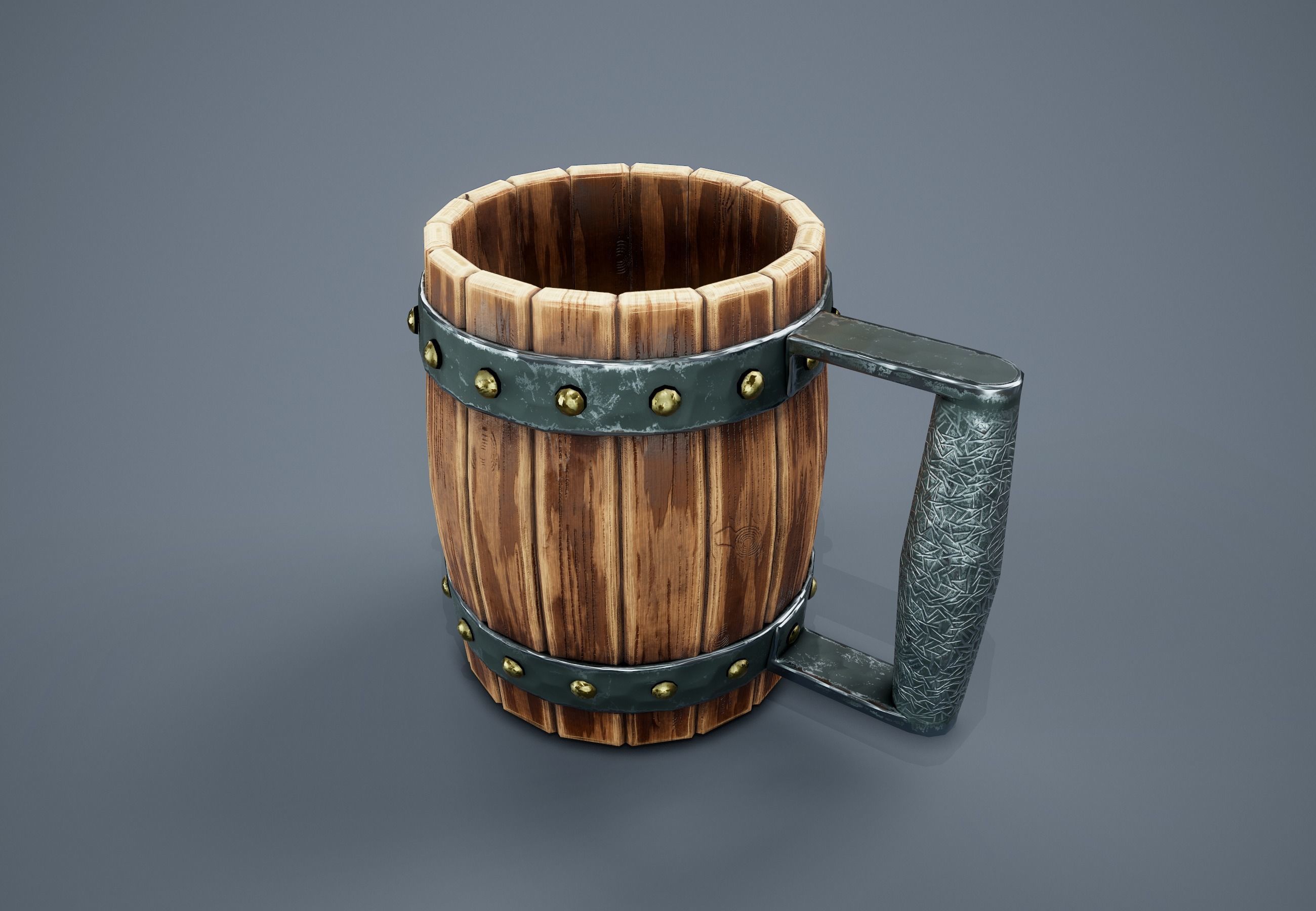 Medieval Beer Mug PBR Game Ready Low-poly 3D model_6