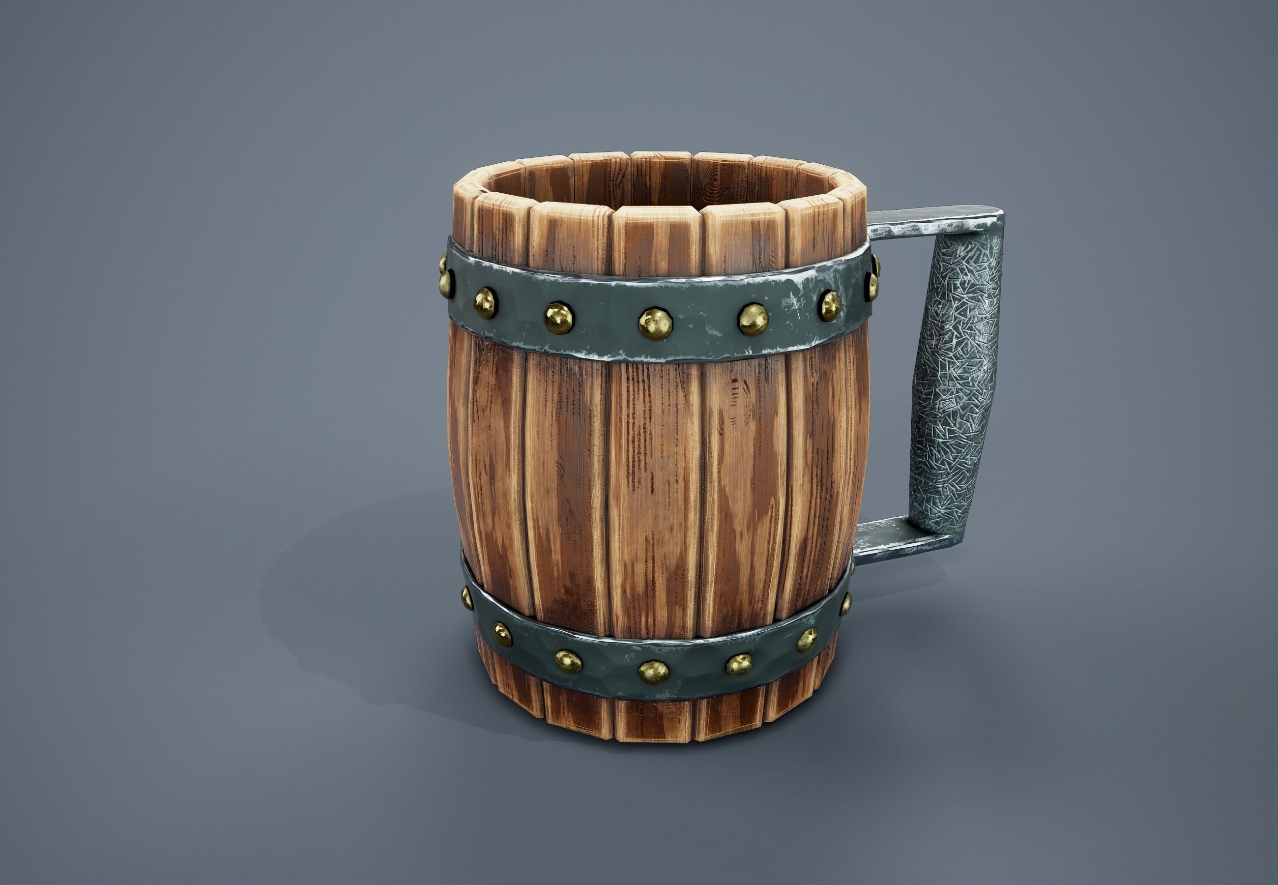 Medieval Beer Mug PBR Game Ready Low-poly 3D model_4