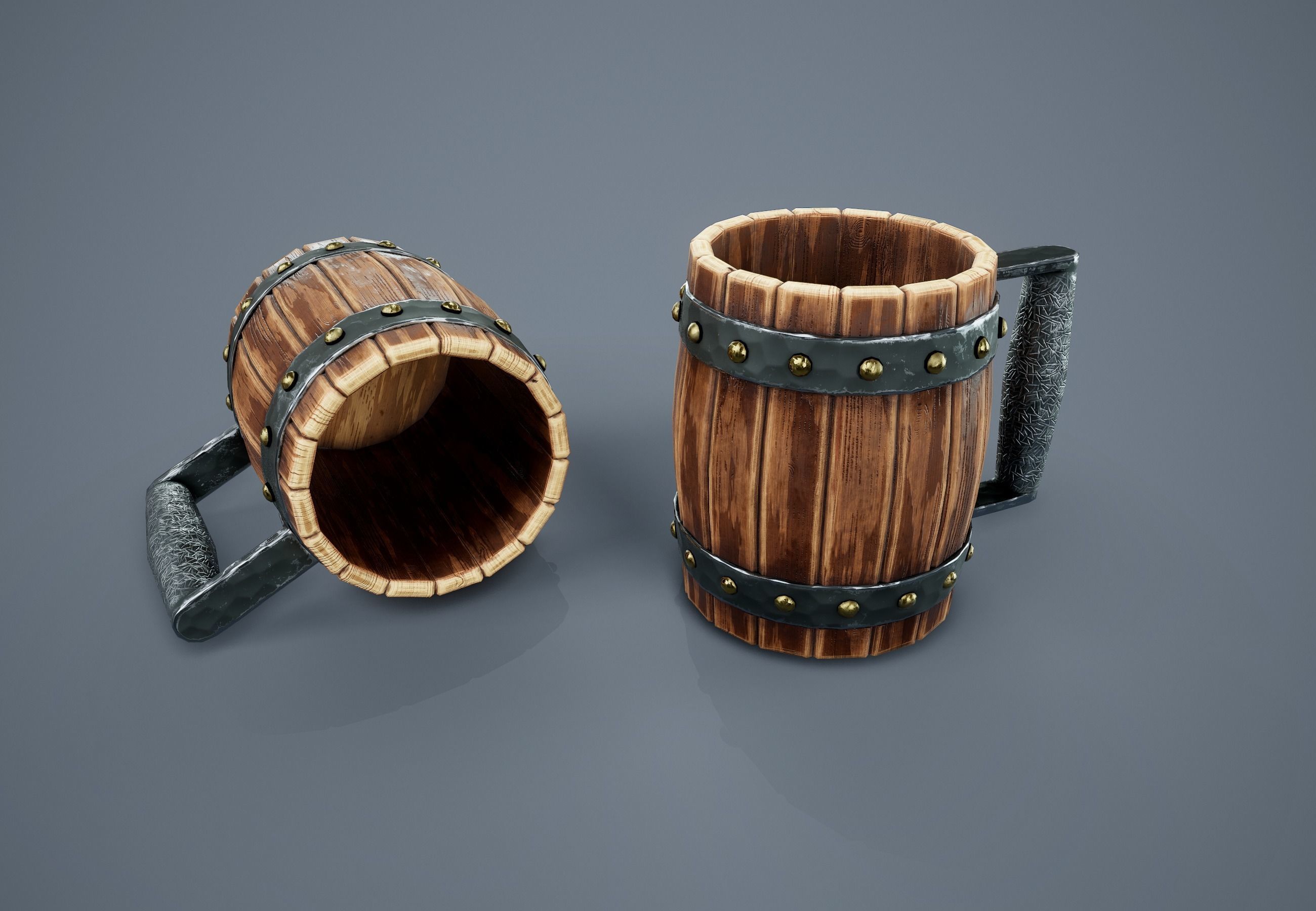 Medieval Beer Mug PBR Game Ready Low-poly 3D model_7
