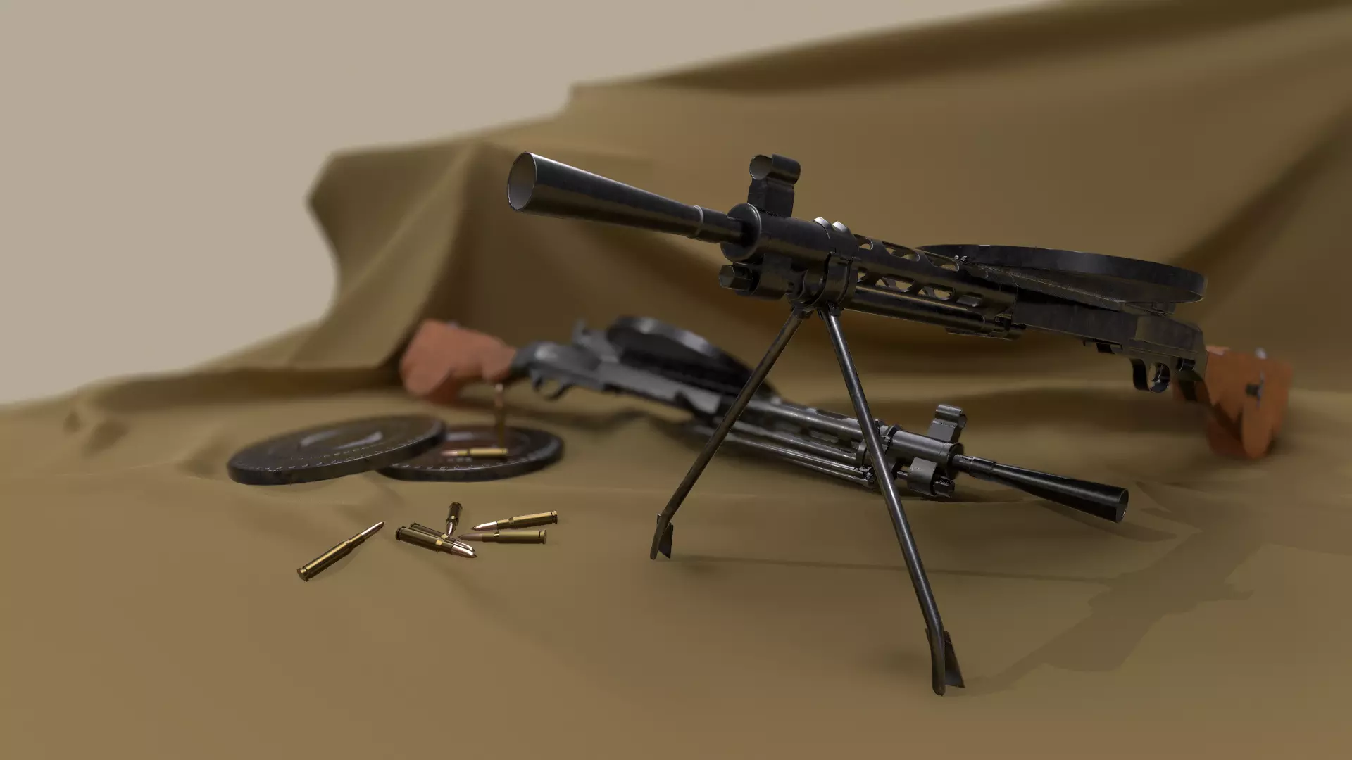 DP-28 machine gun Low-poly 3D model_0