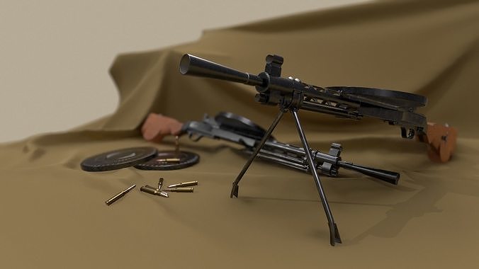 DP-28 machine gun Low-poly 3D model