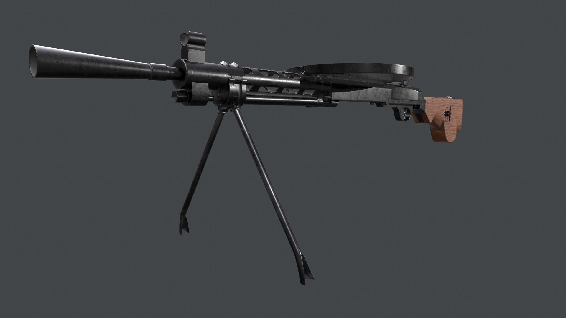 DP-28 machine gun Low-poly 3D model_3